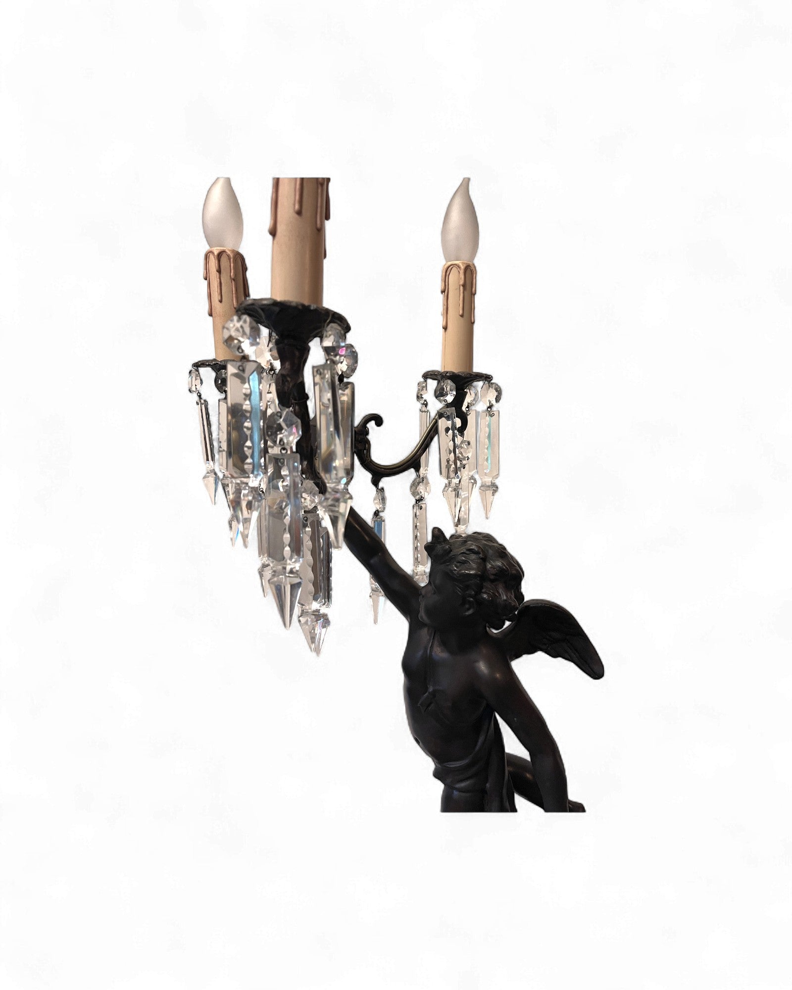 Bronze Cherub Girandole Candelabra Lamp - 3 Light