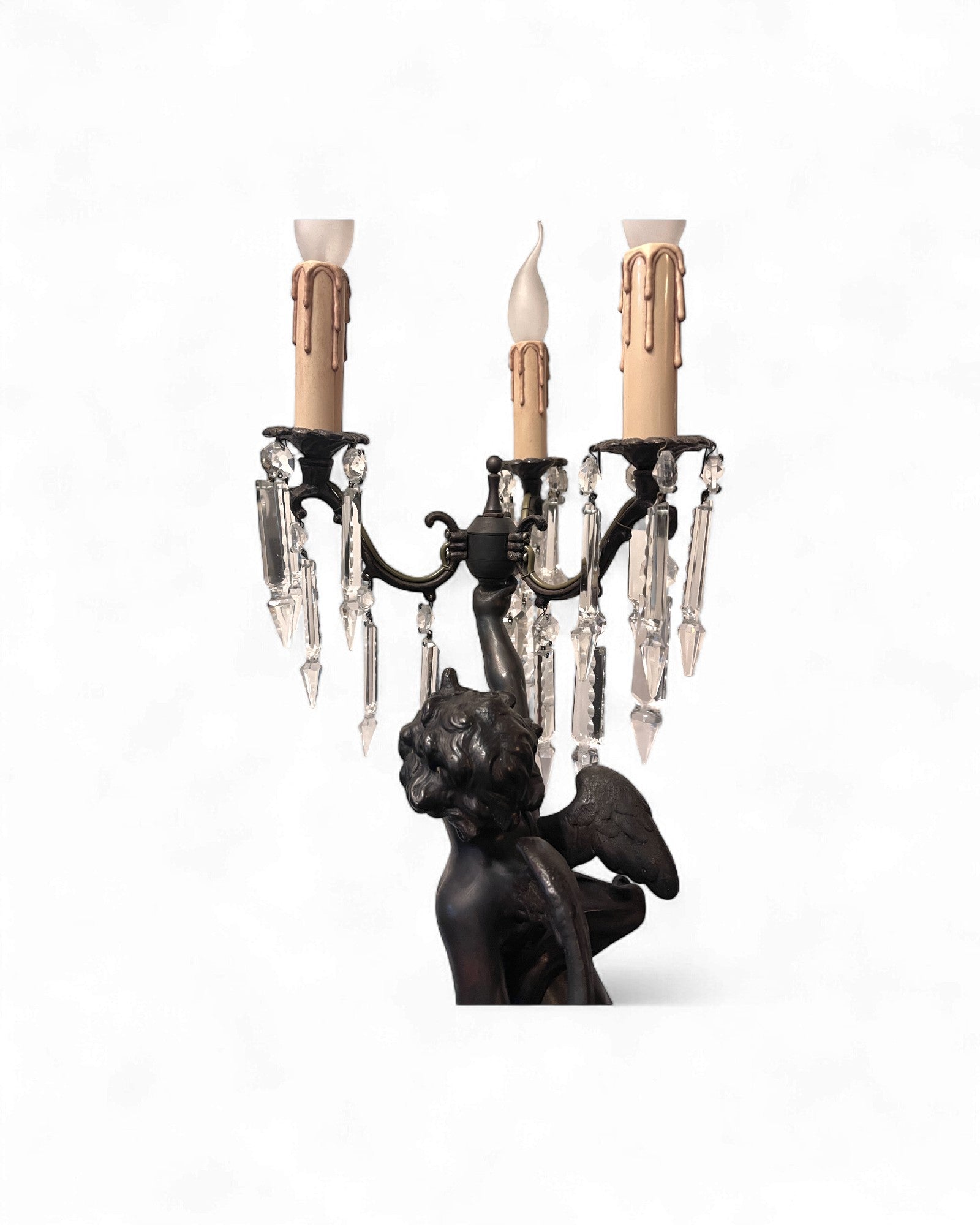 Bronze Cherub Girandole Candelabra Lamp - 3 Light