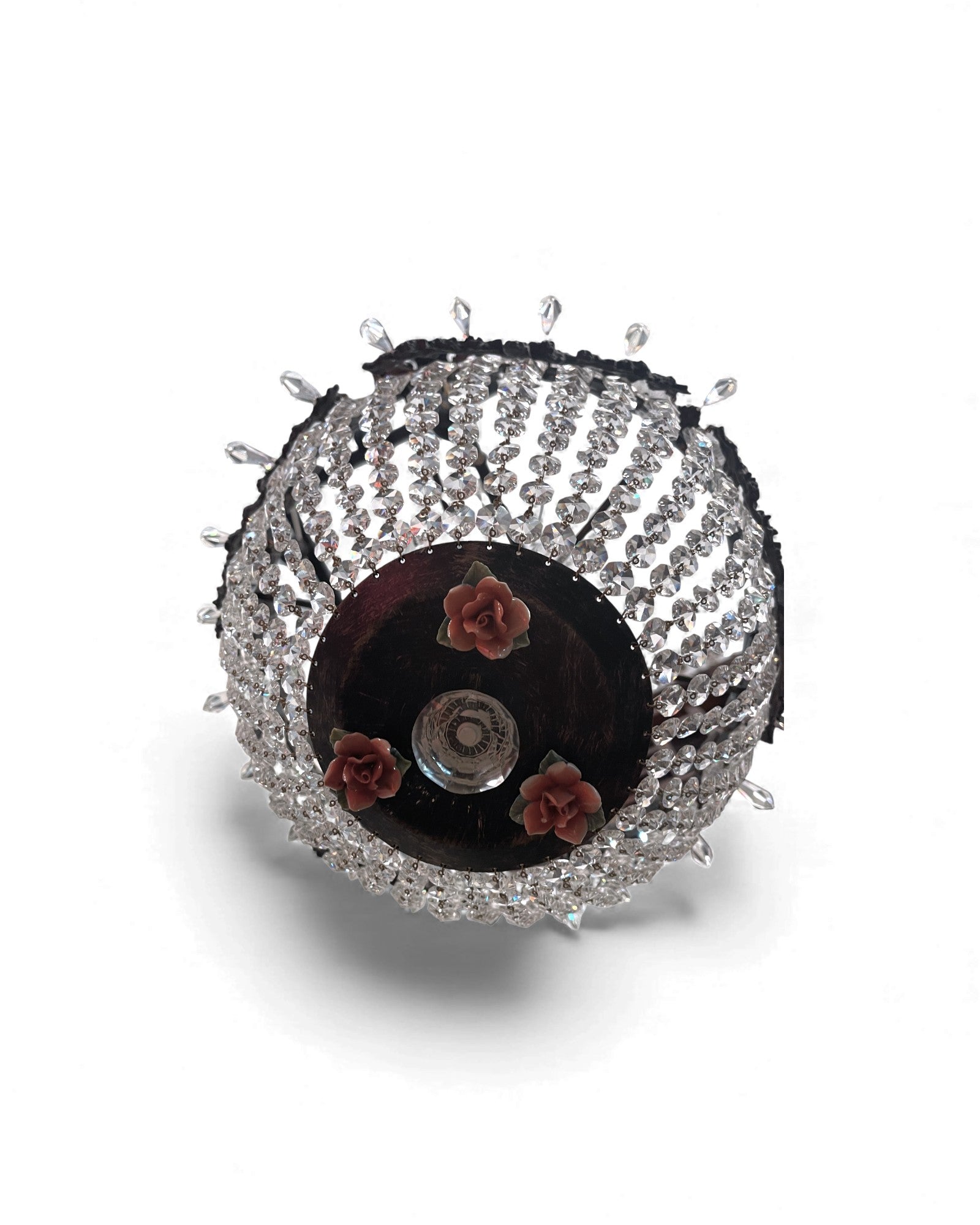 Basket-Shaped Bohemian Crystal Chandelier with Waterfall Top