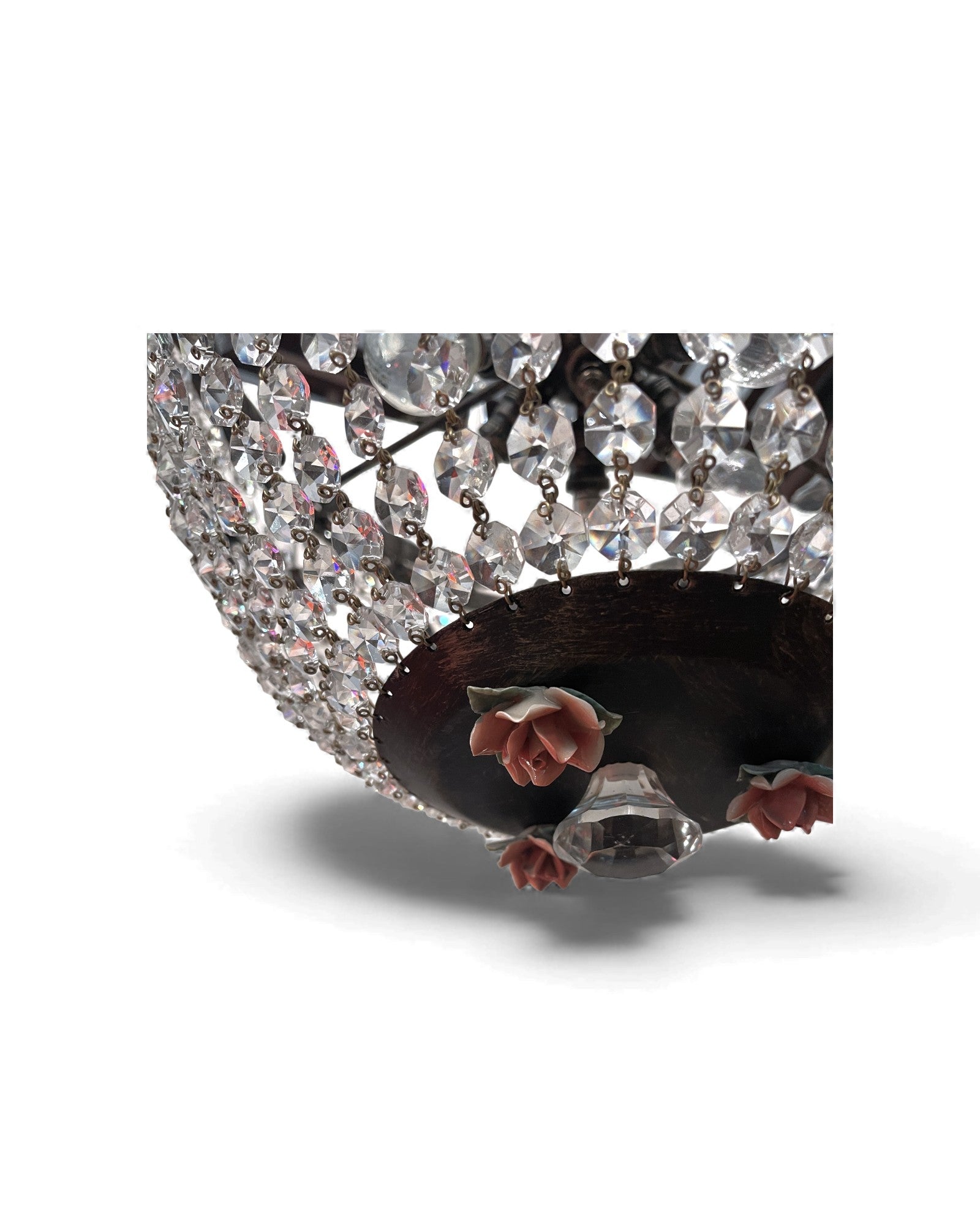 Basket-Shaped Bohemian Crystal Chandelier with Waterfall Top