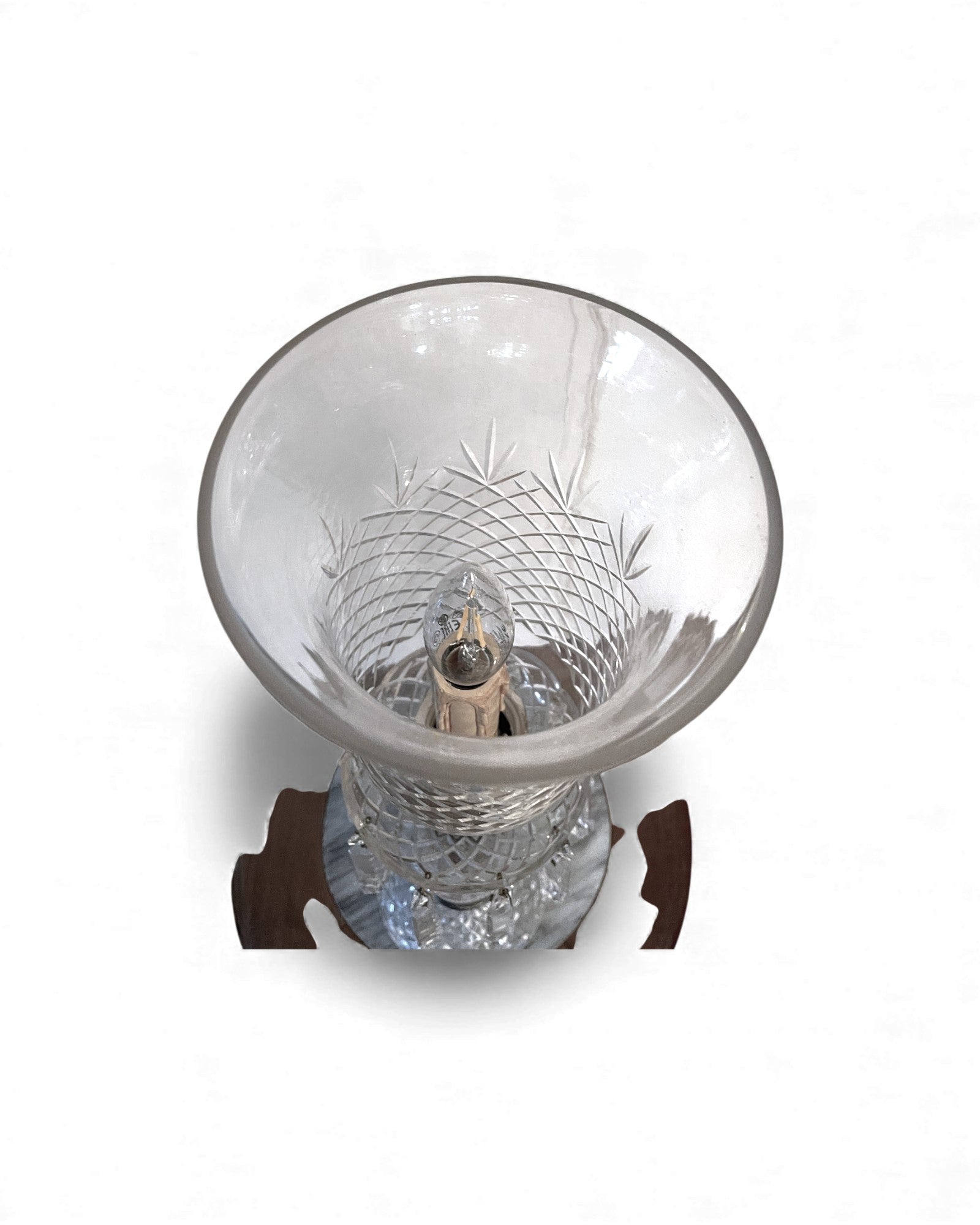 Vintage Crystal Lustre Hurricane Lamp