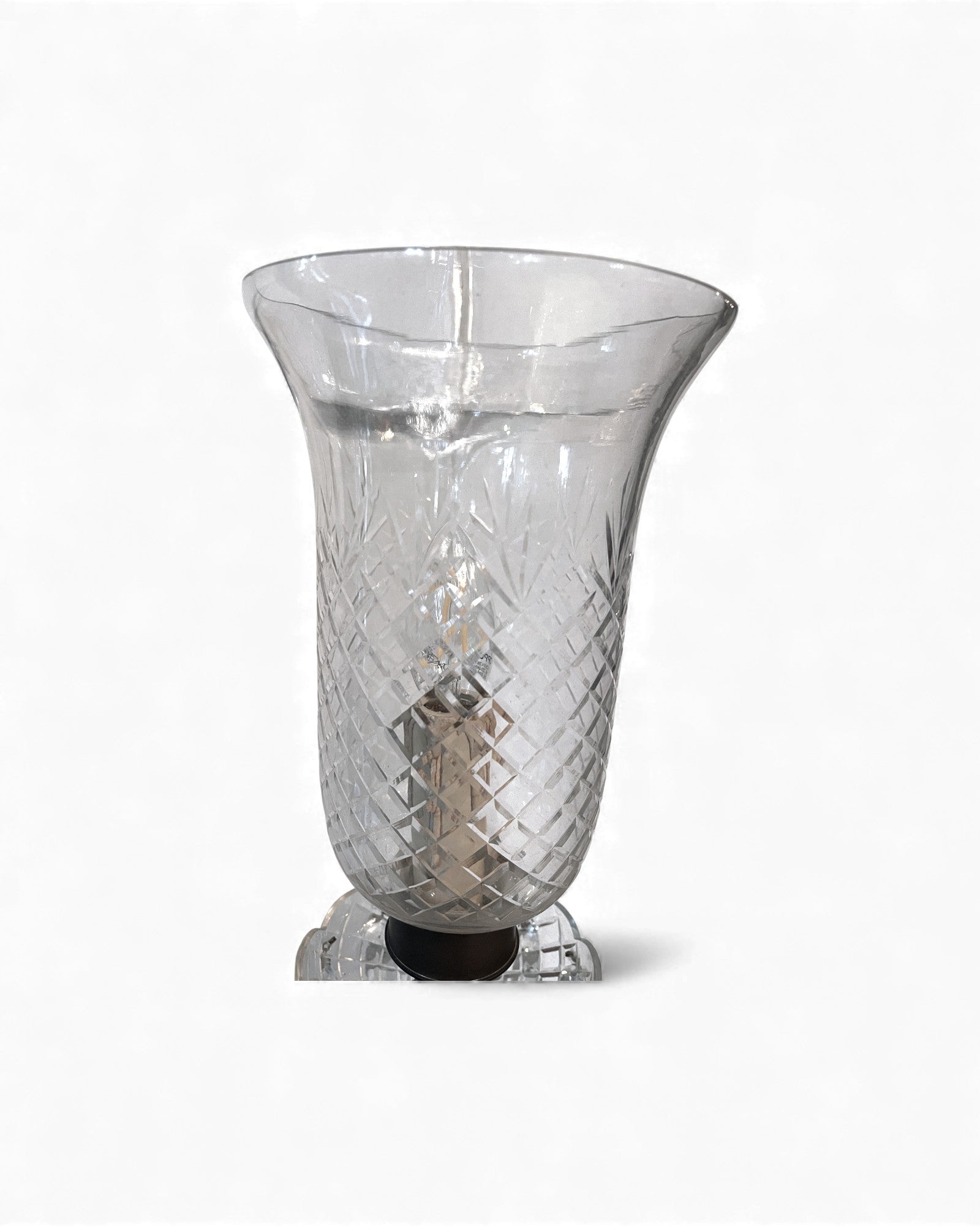 Vintage Crystal Lustre Hurricane Lamp