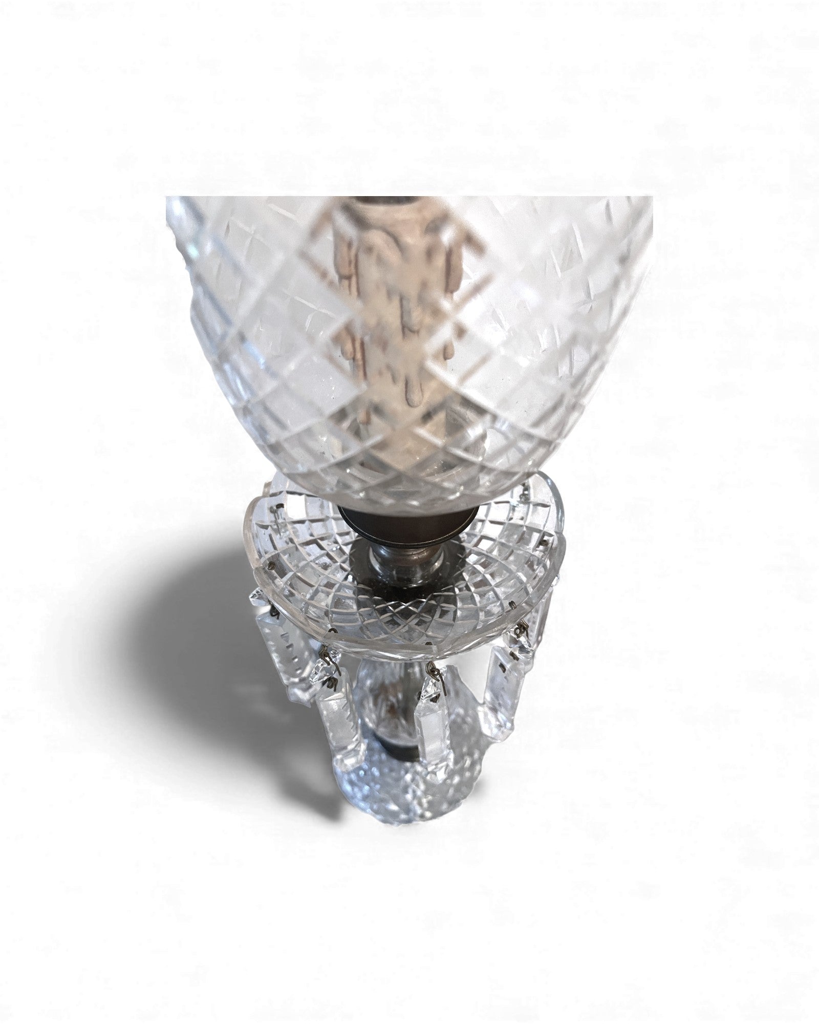 Vintage Crystal Lustre Hurricane Lamp