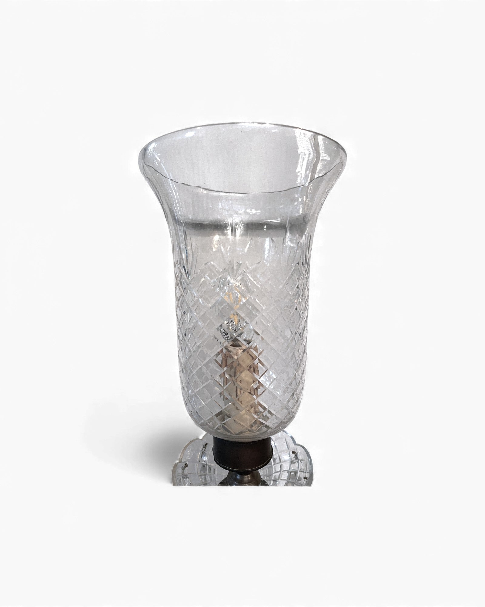 Vintage Crystal Lustre Hurricane Lamp