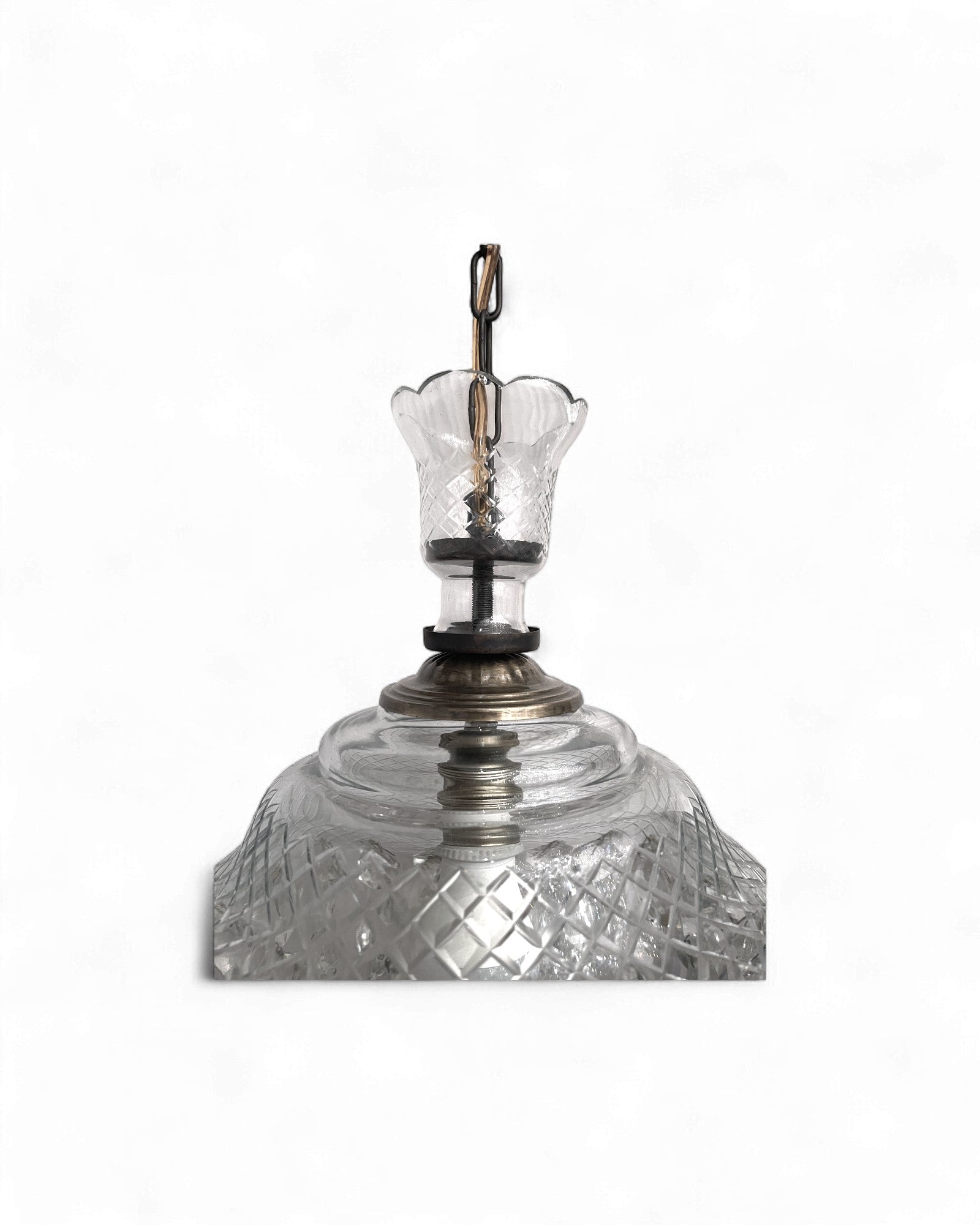 1960s Vintage Crystal Basket Chandelier