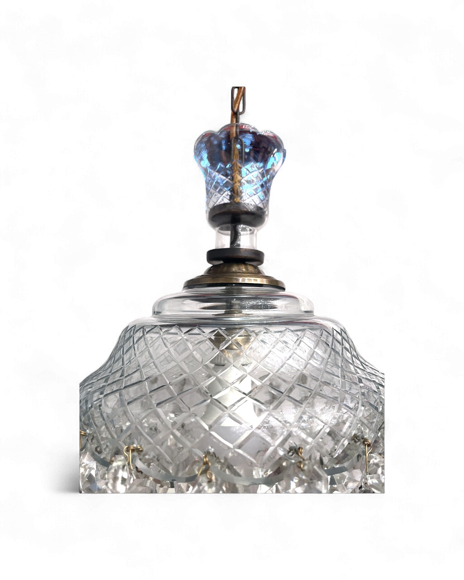 1960s Vintage Crystal Basket Chandelier