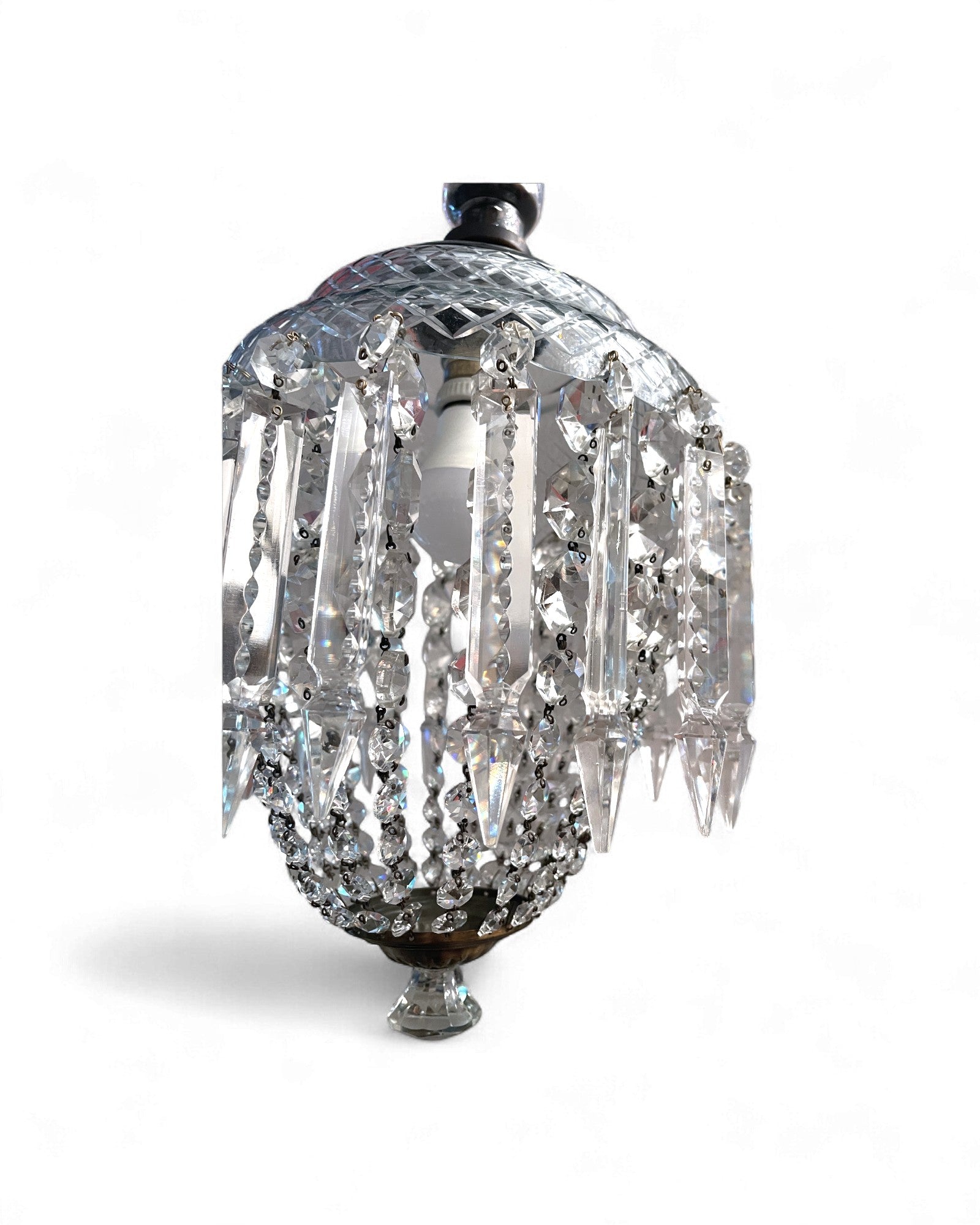 1960s Vintage Crystal Basket Chandelier