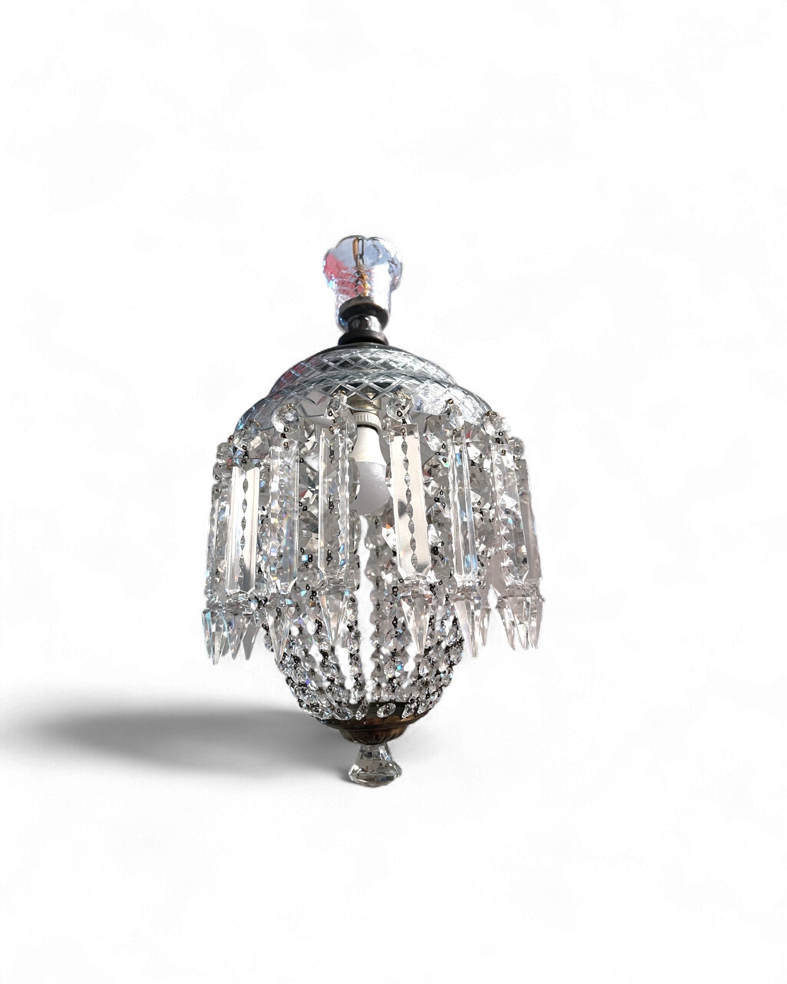 1960s Vintage Crystal Basket Chandelier