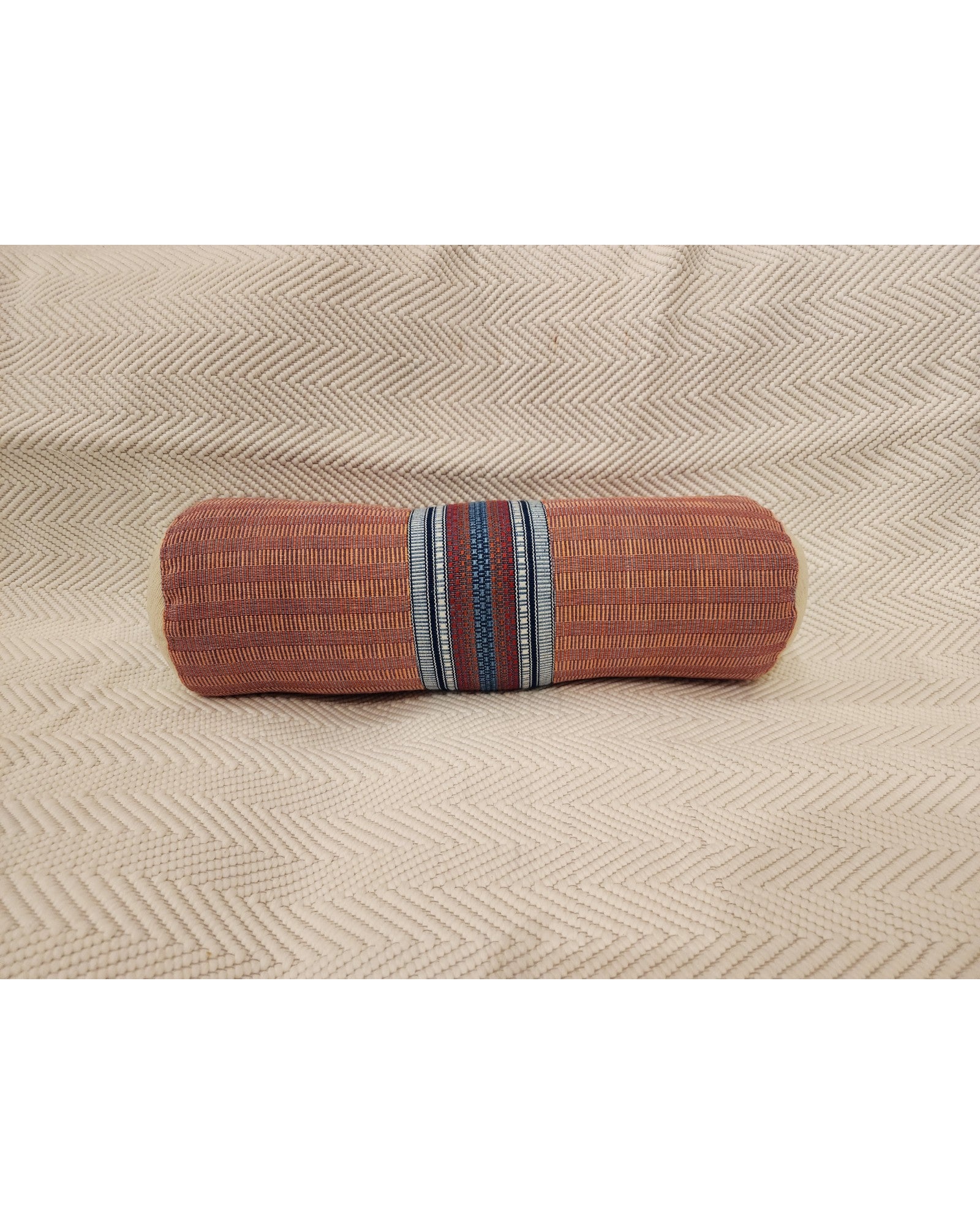 Brocade Centre Bolster in Terracotta Tortoiseshell Weave