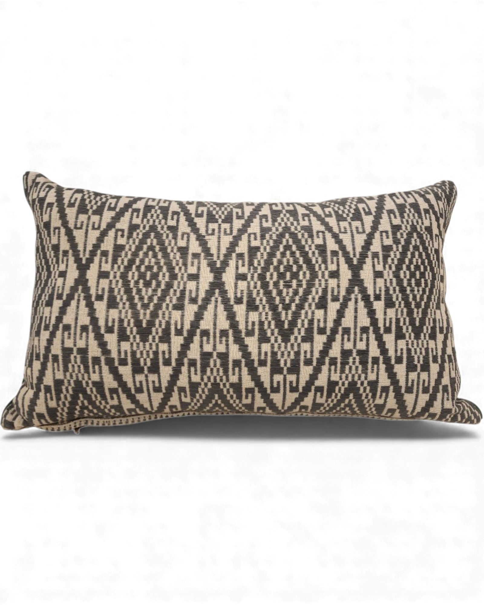 Handwoven Khit Lumbar Cushion - Cream & Misty Green