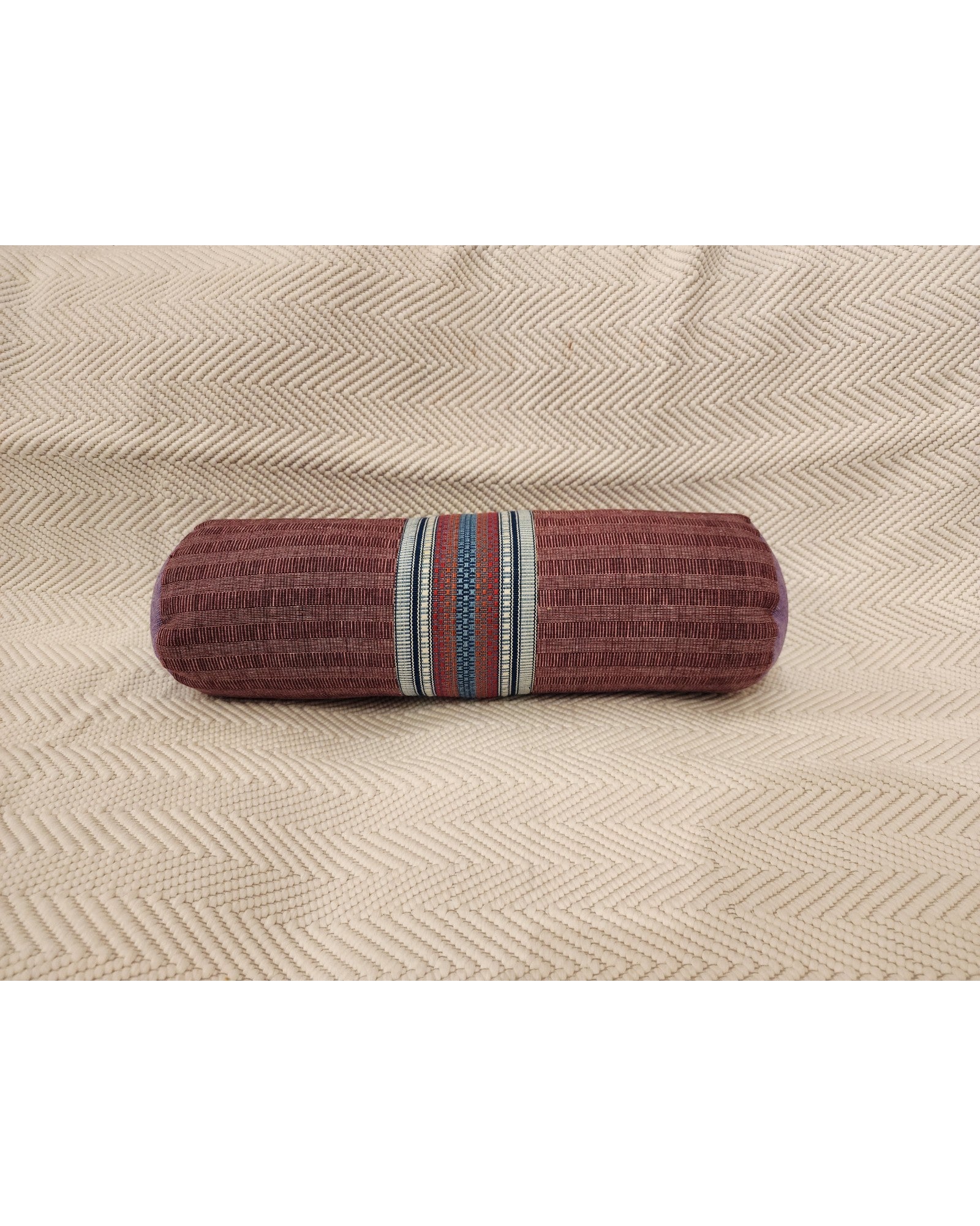 Brocade Centre Bolster in Plum Tortoiseshell Weave - Deep Red