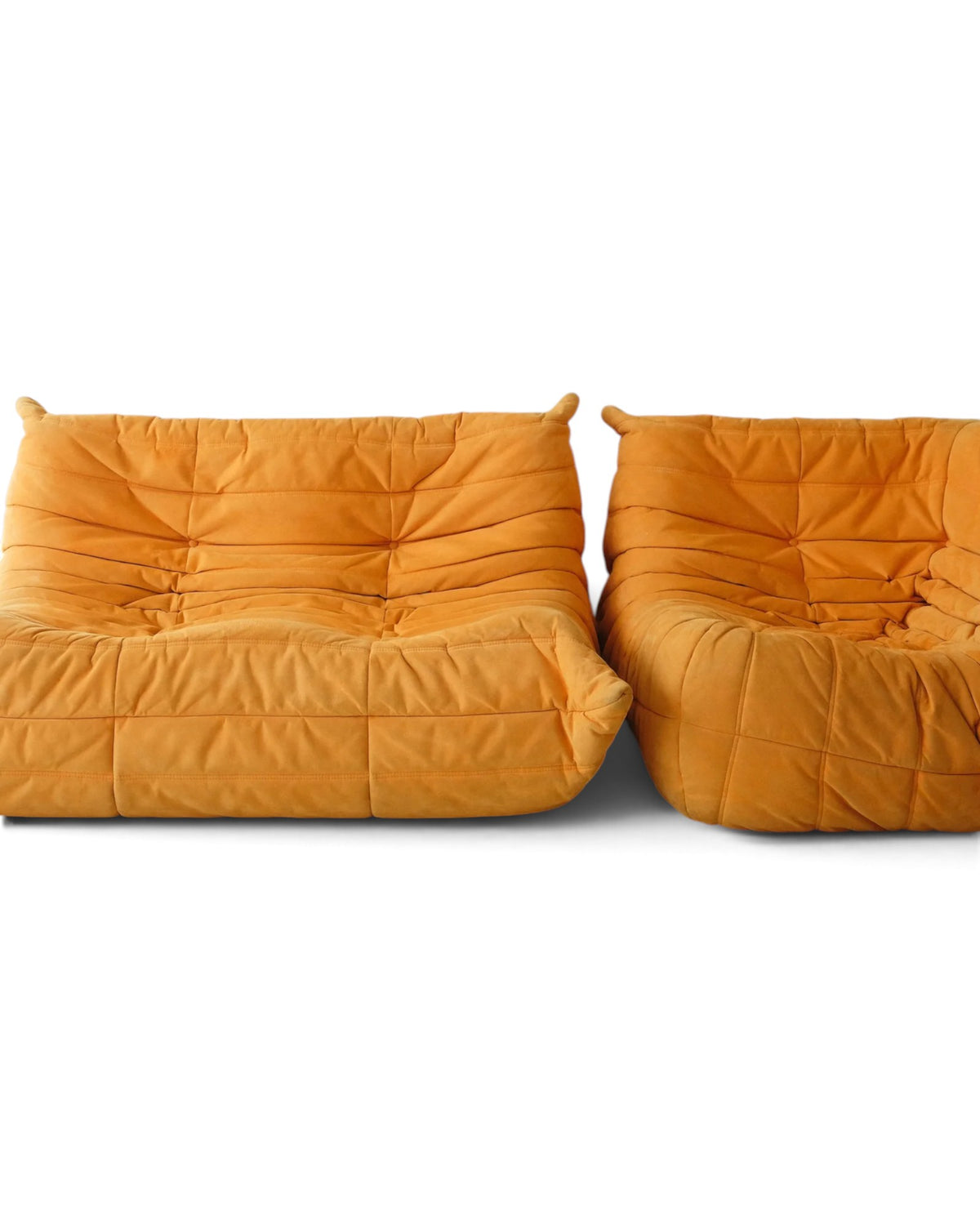 Togo Small Settee (2 Seaters) & Corner Seat in Yellow Alcantara, designed by Michel Ducaroy for Ligne Roset
