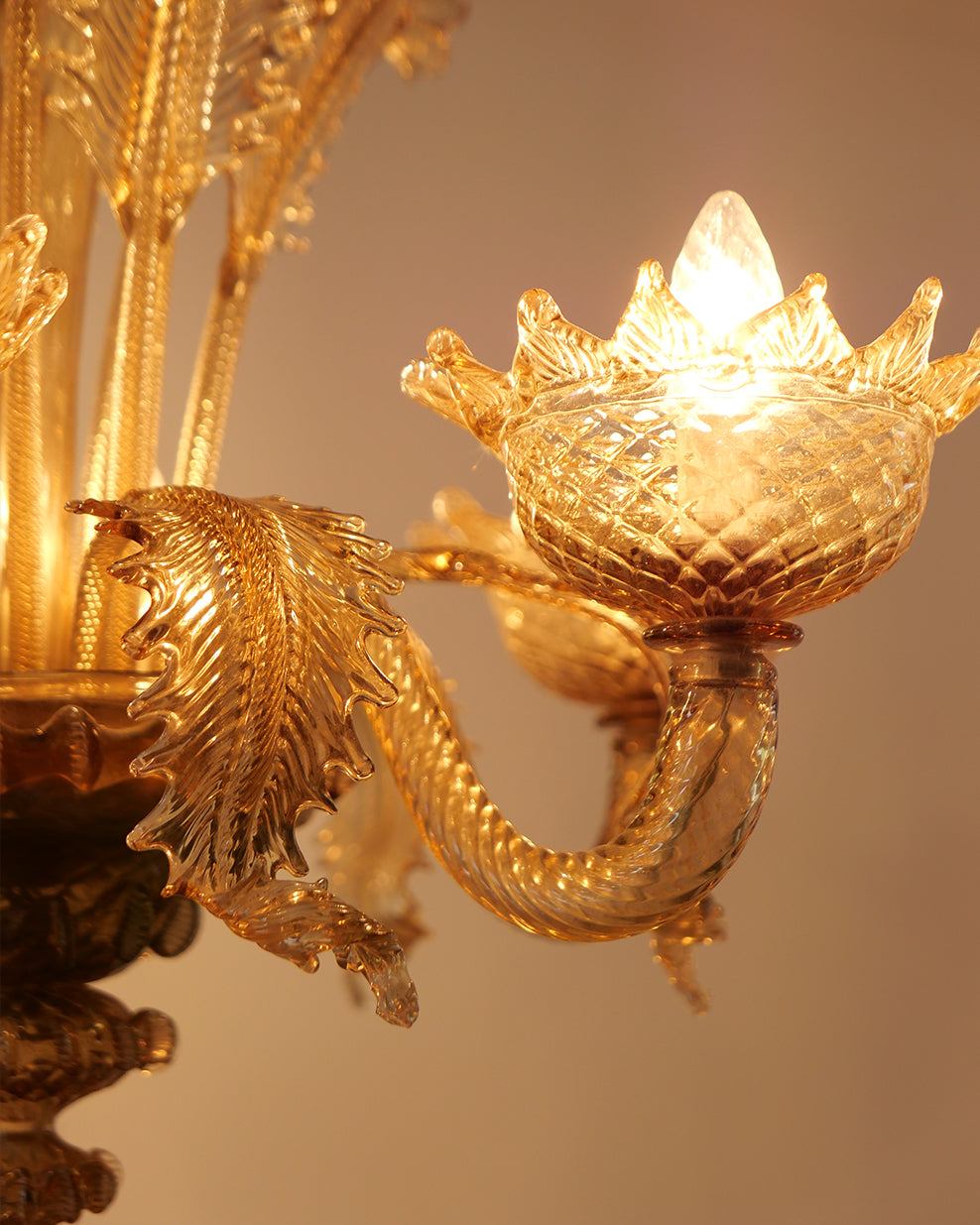 Grey Tinted Murano Glass Floral Chandelier