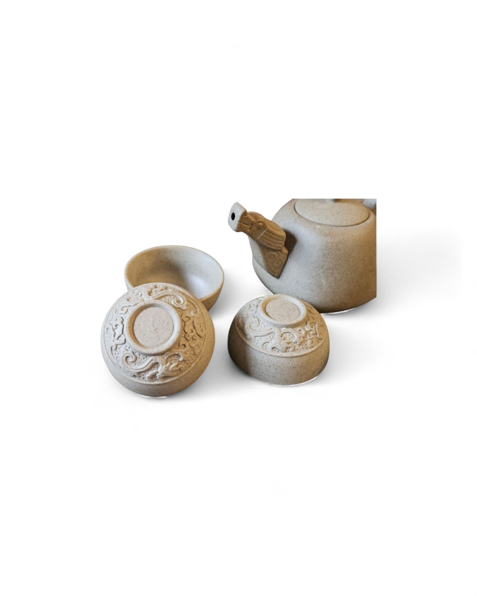 Chinese Stoneware Tea Set with Dragon Vessel