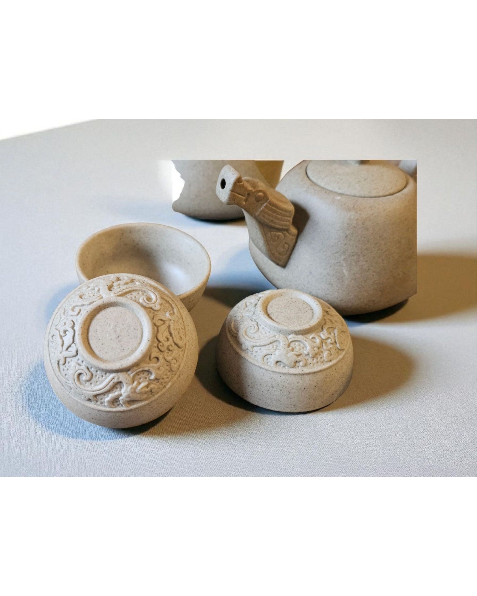 Chinese Stoneware Tea Set with Dragon Vessel