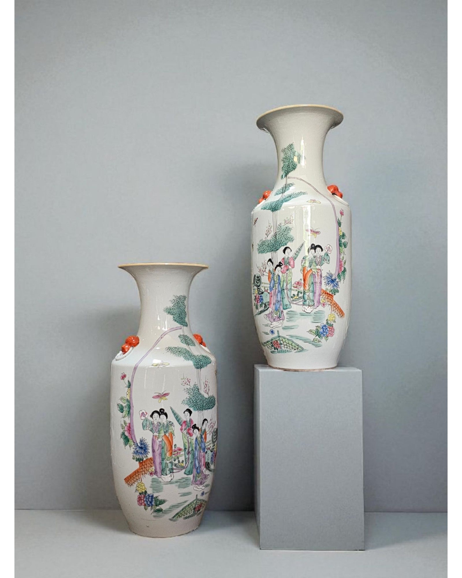 Chinese Famille Rose Porcelain Vases - Set of 2