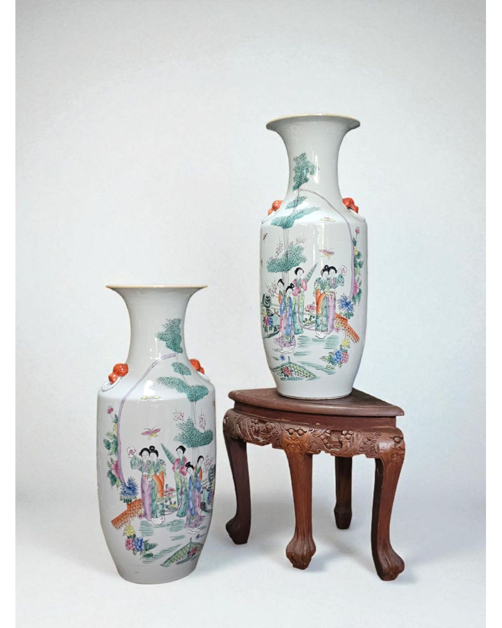 Chinese Famille Rose Porcelain Vases - Set of 2