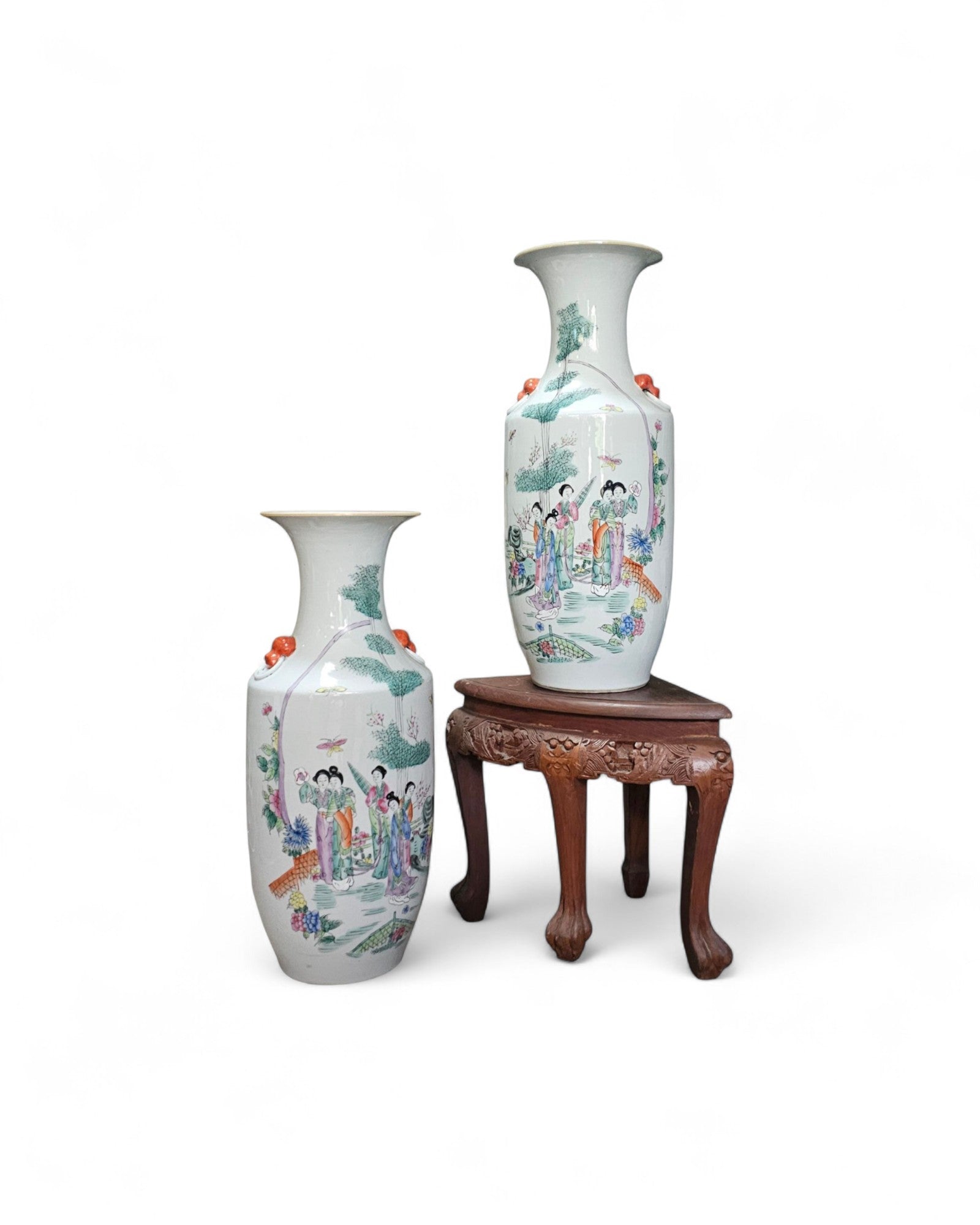 Chinese Famille Rose Porcelain Vases - Set of 2