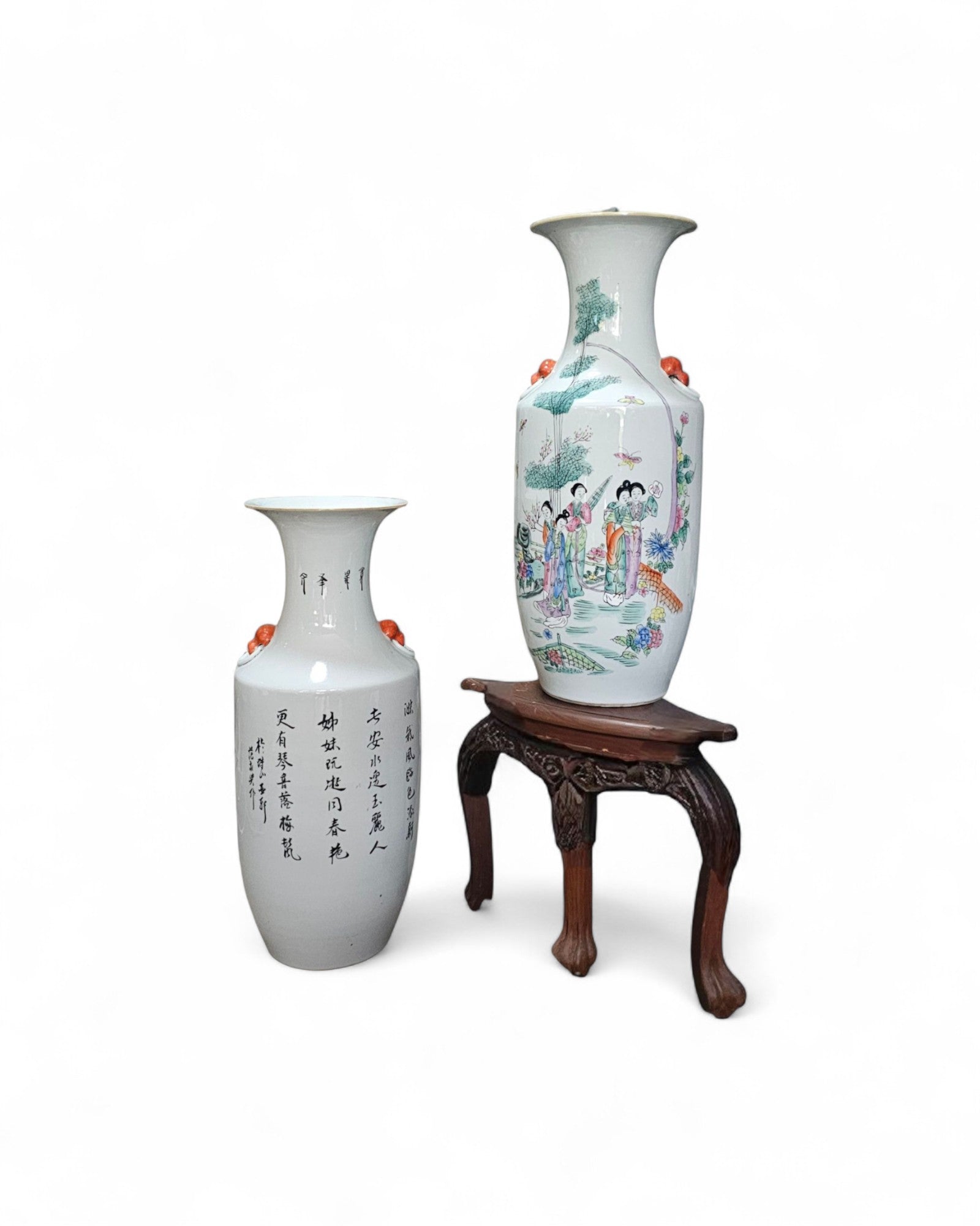 Chinese Famille Rose Porcelain Vases - Set of 2