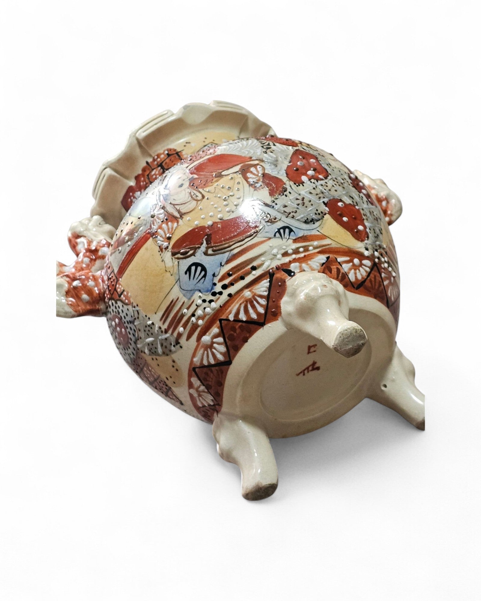 Satsuma Meiji Earthenware Lidded Vase with Foo Dogs