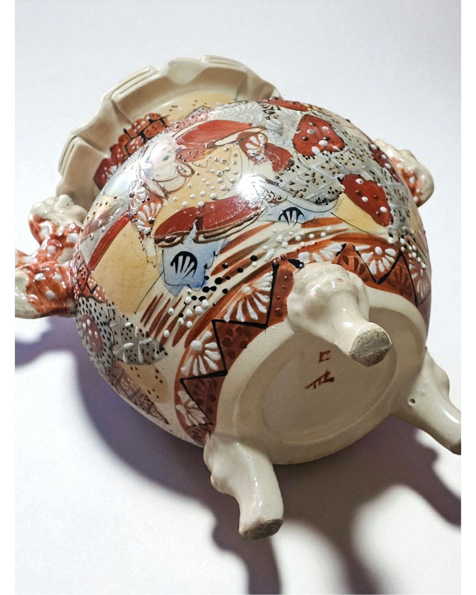 Satsuma Meiji Earthenware Lidded Vase with Foo Dogs