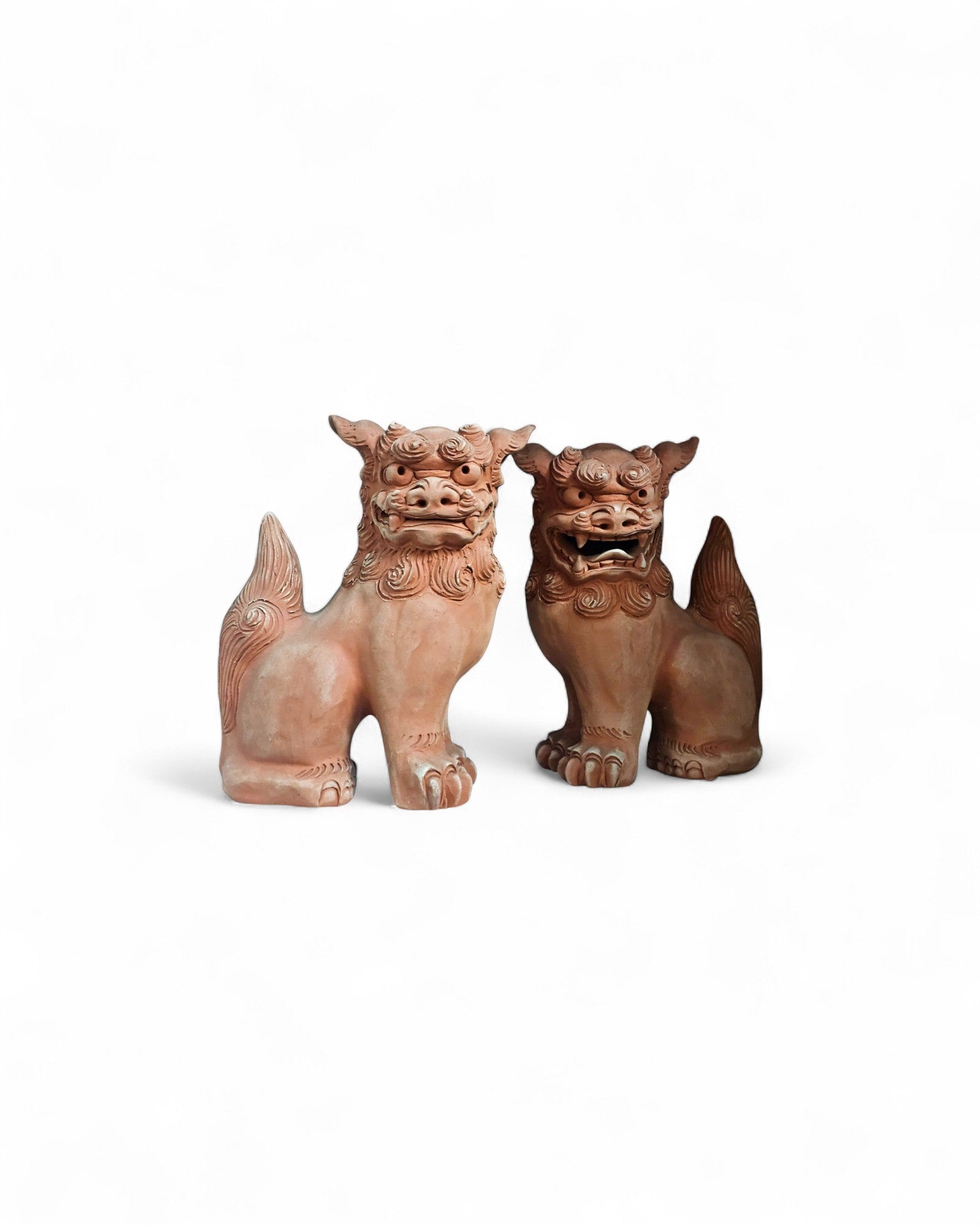 Okinawa Terracotta Shisa Guardian Lions - Set of 2