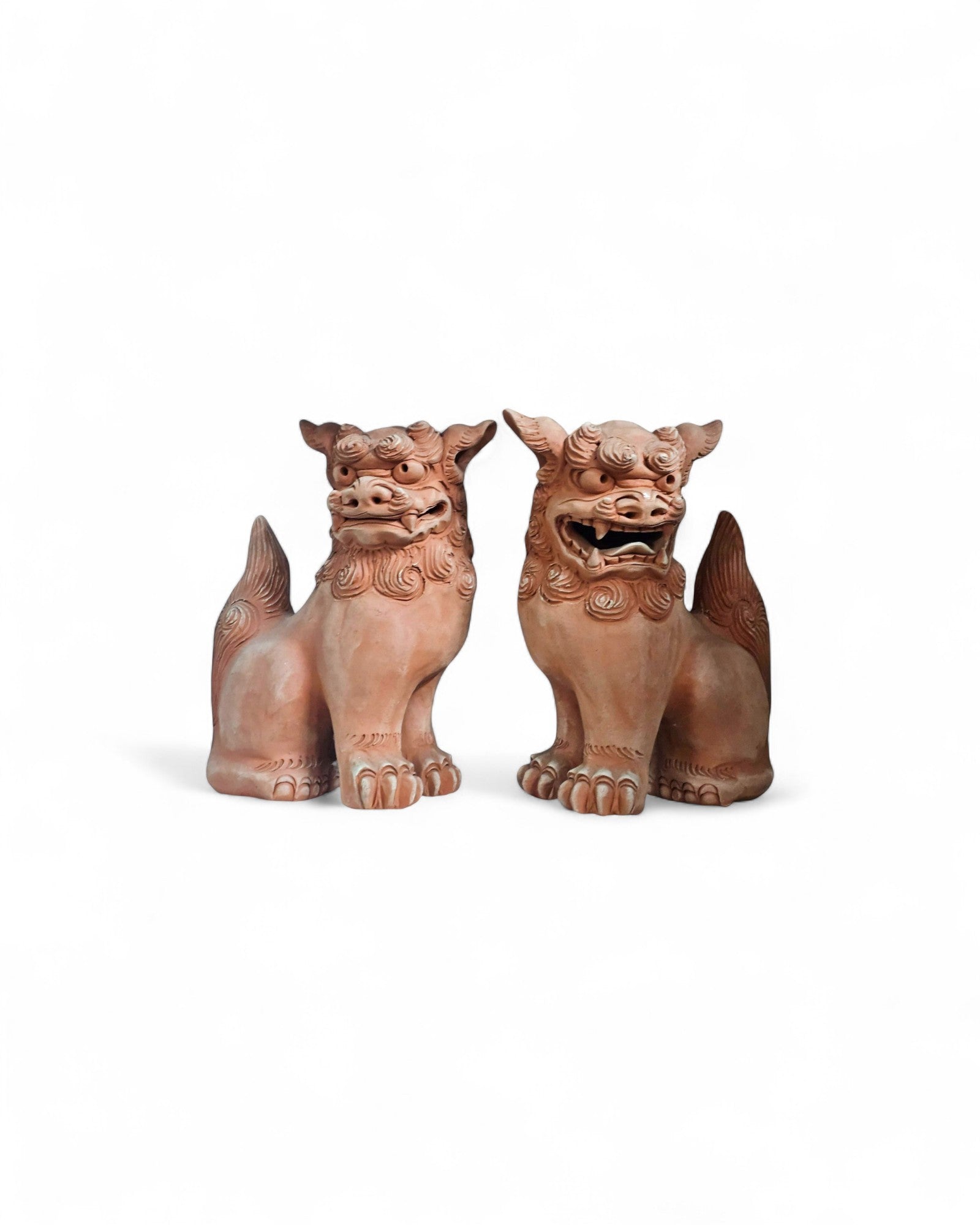 Okinawa Terracotta Shisa Guardian Lions - Set of 2