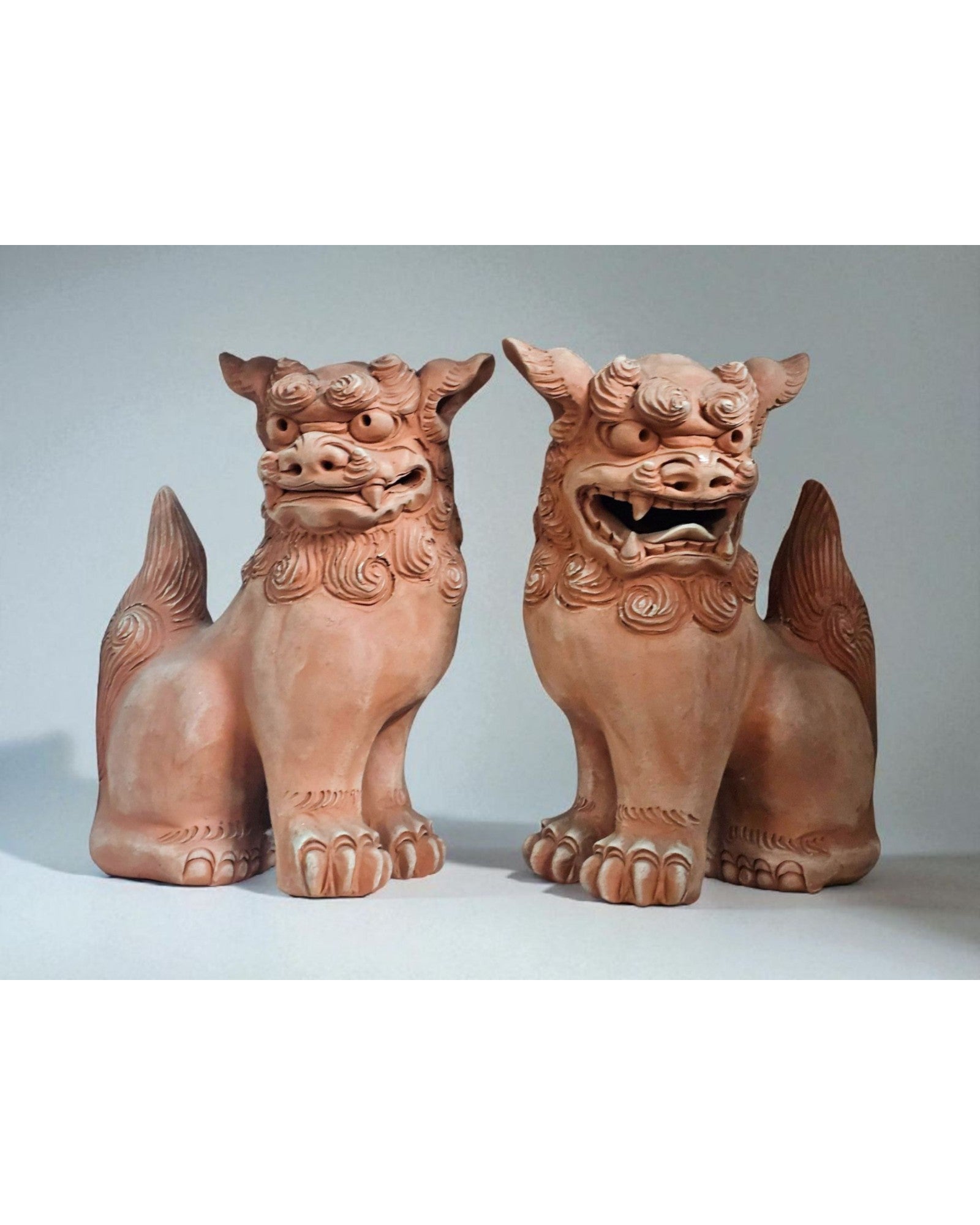Okinawa Terracotta Shisa Guardian Lions - Set of 2