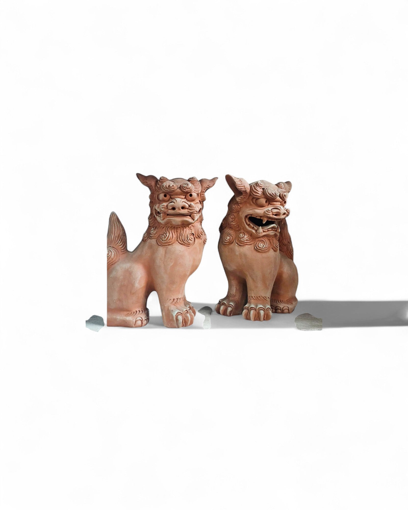 Okinawa Terracotta Shisa Guardian Lions - Set of 2