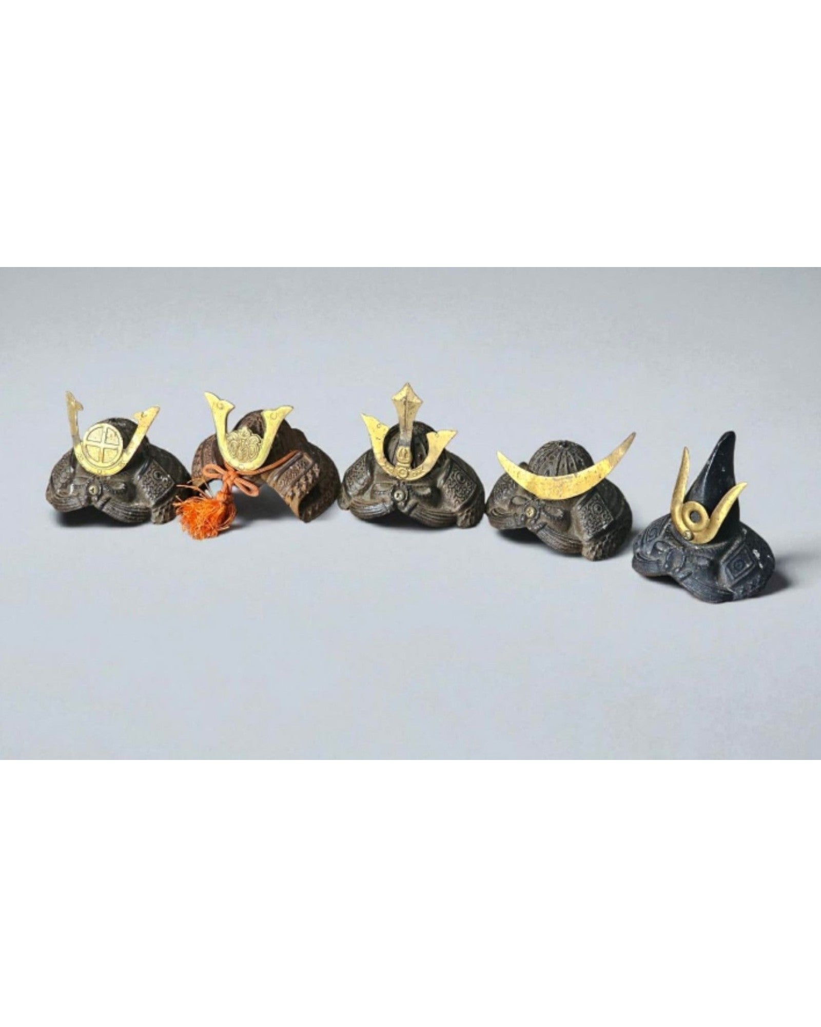 Japanese Samurai Kabuto Miniature Helmets - Set of 5