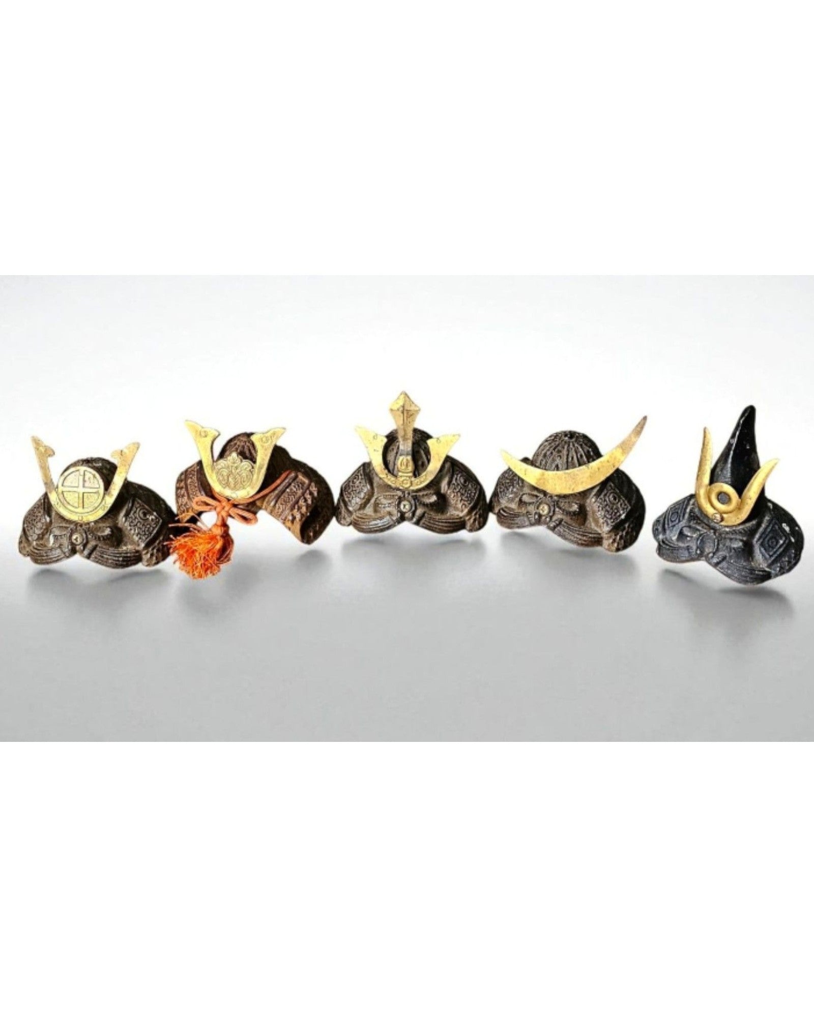 Japanese Samurai Kabuto Miniature Helmets - Set of 5