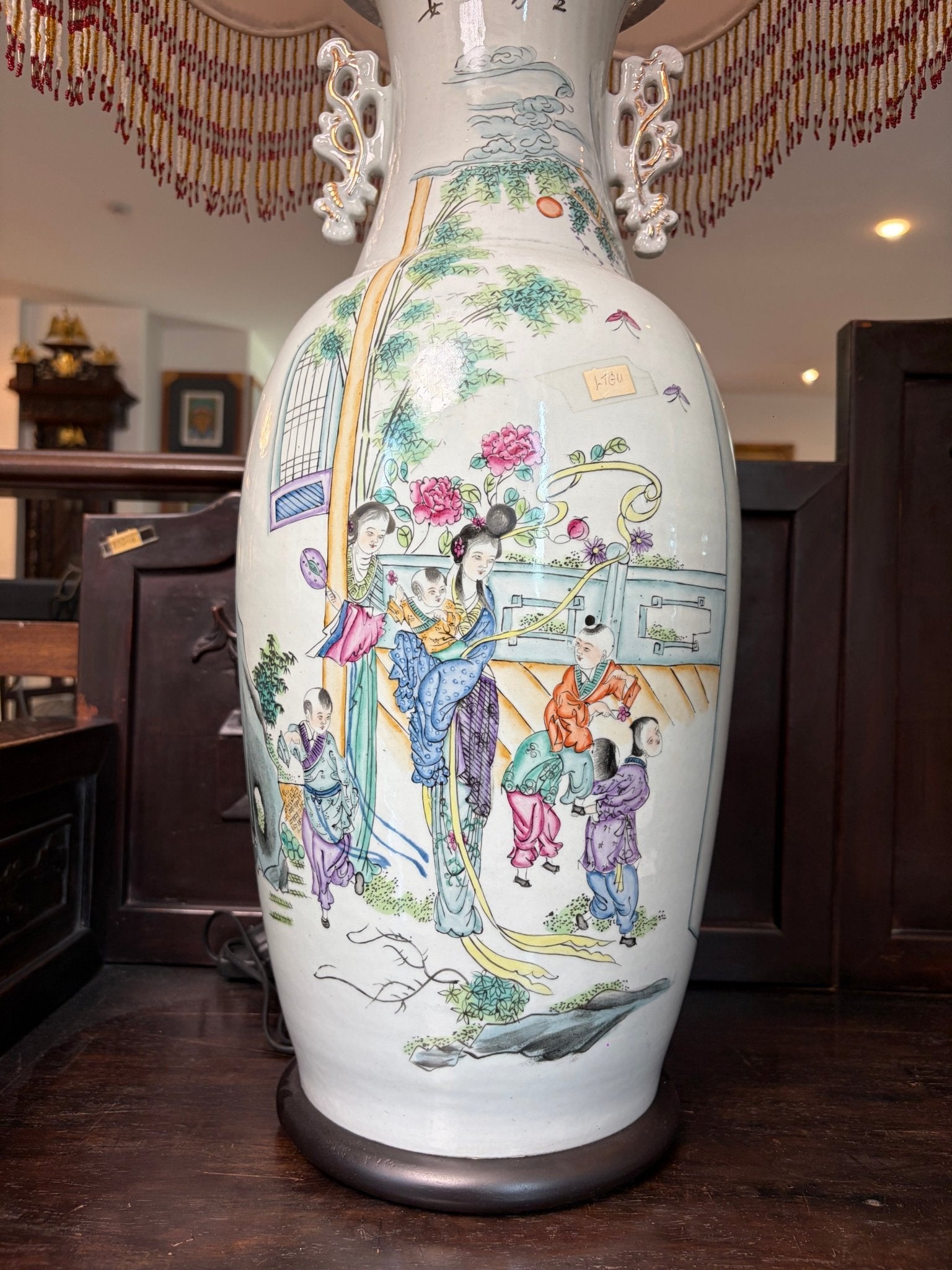 Porcelain Vase Table Lamp with Embroidery Shades (Sold in Pairs) - Surround Living - 18