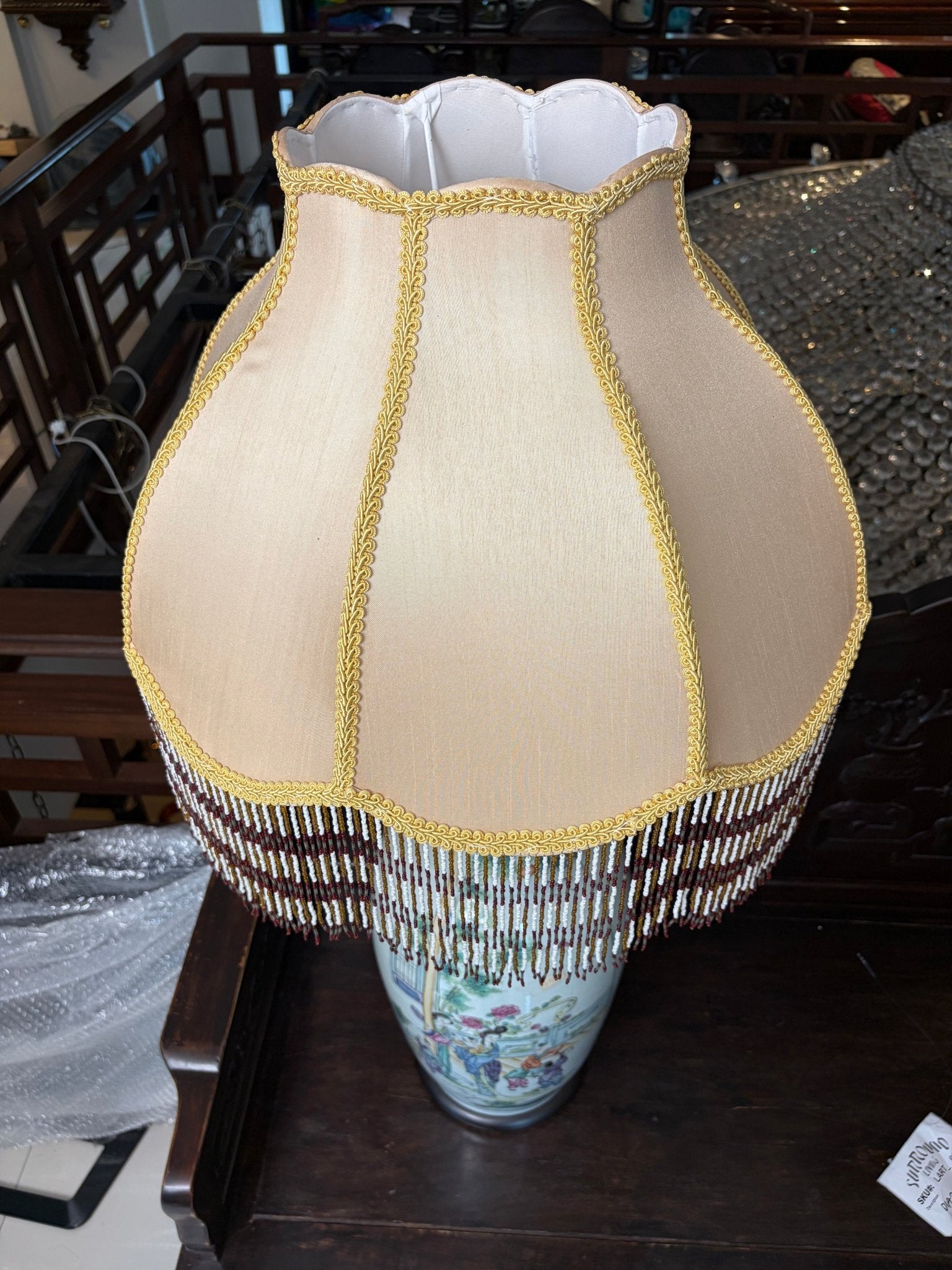 Porcelain Vase Table Lamp with Embroidery Shades (Sold in Pairs) - Surround Living - 20