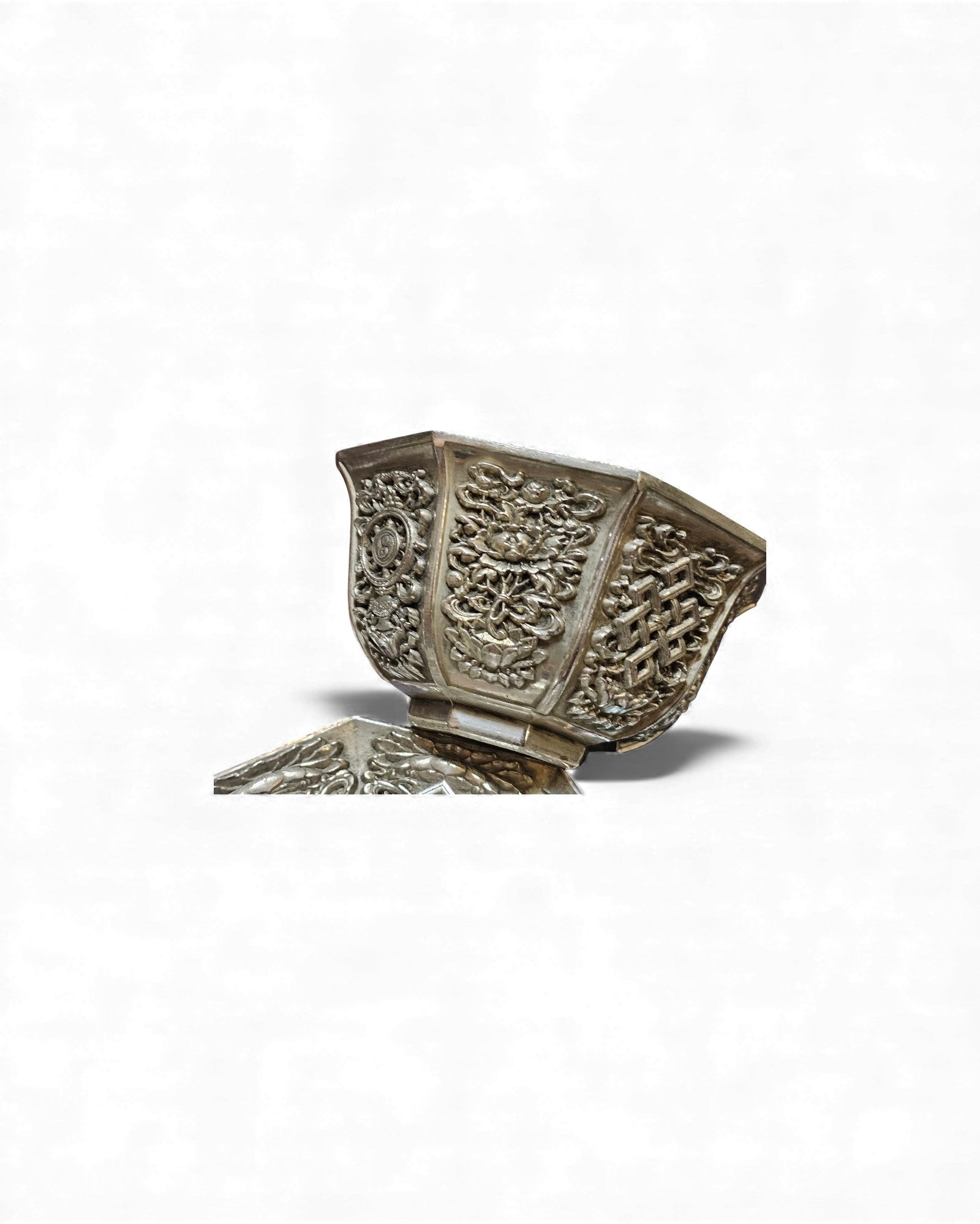 Octagonal Silver-Gilt Tea Cup Set with Matching Saucer