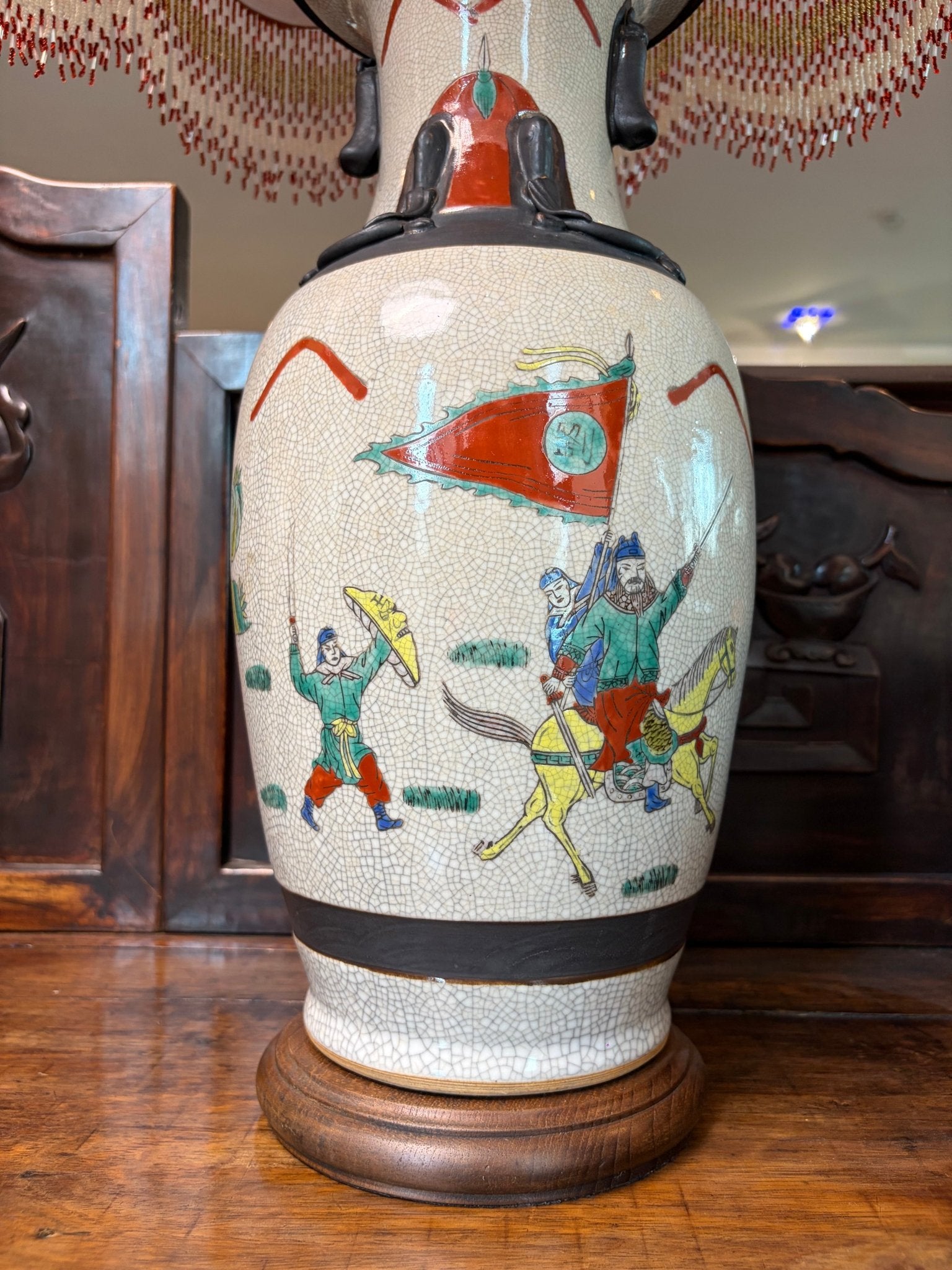 Porcelain Vase Table Lamp with Orange Embroidery Shades - Surround Living - 16