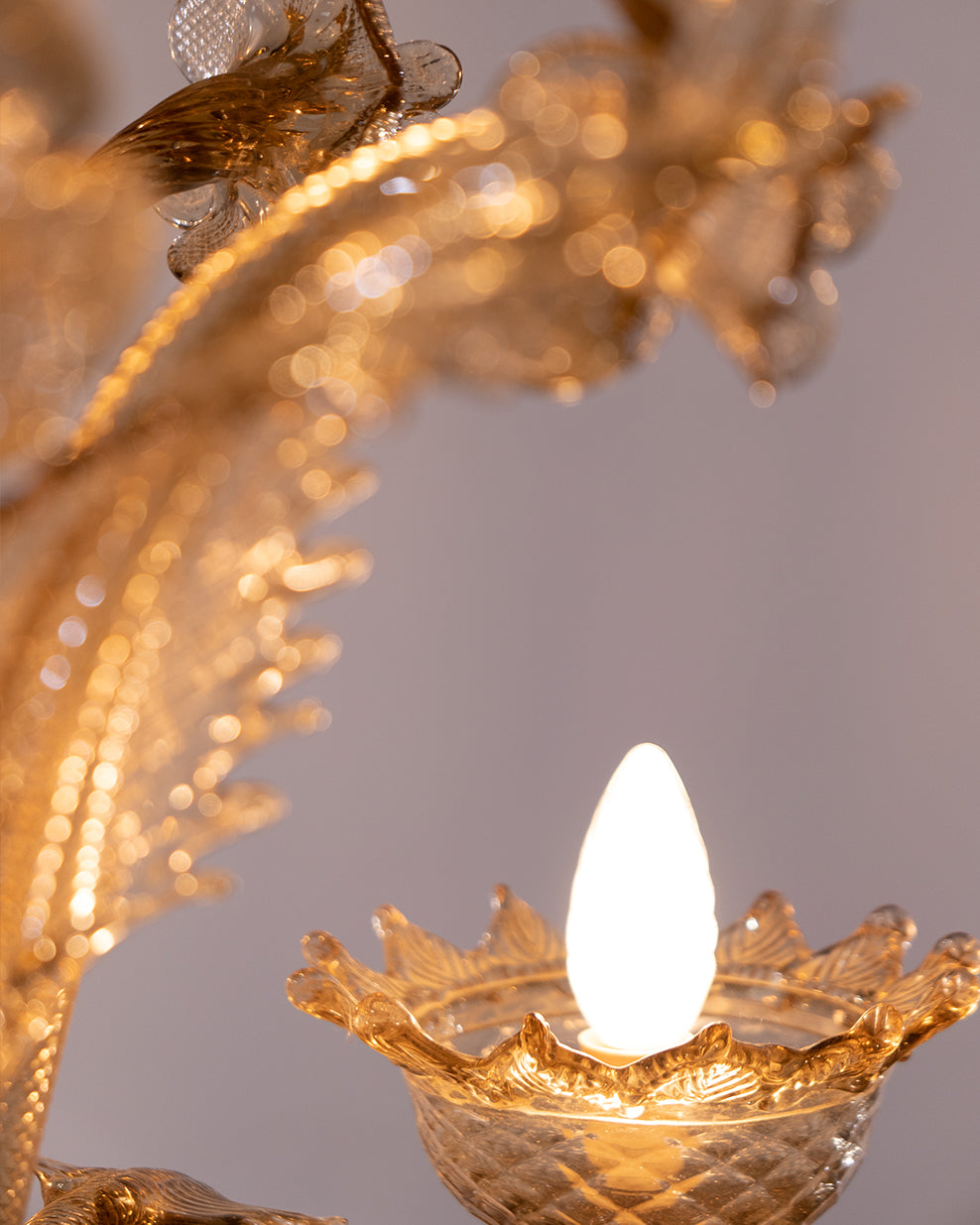 Grey Tinted Murano Glass Floral Chandelier