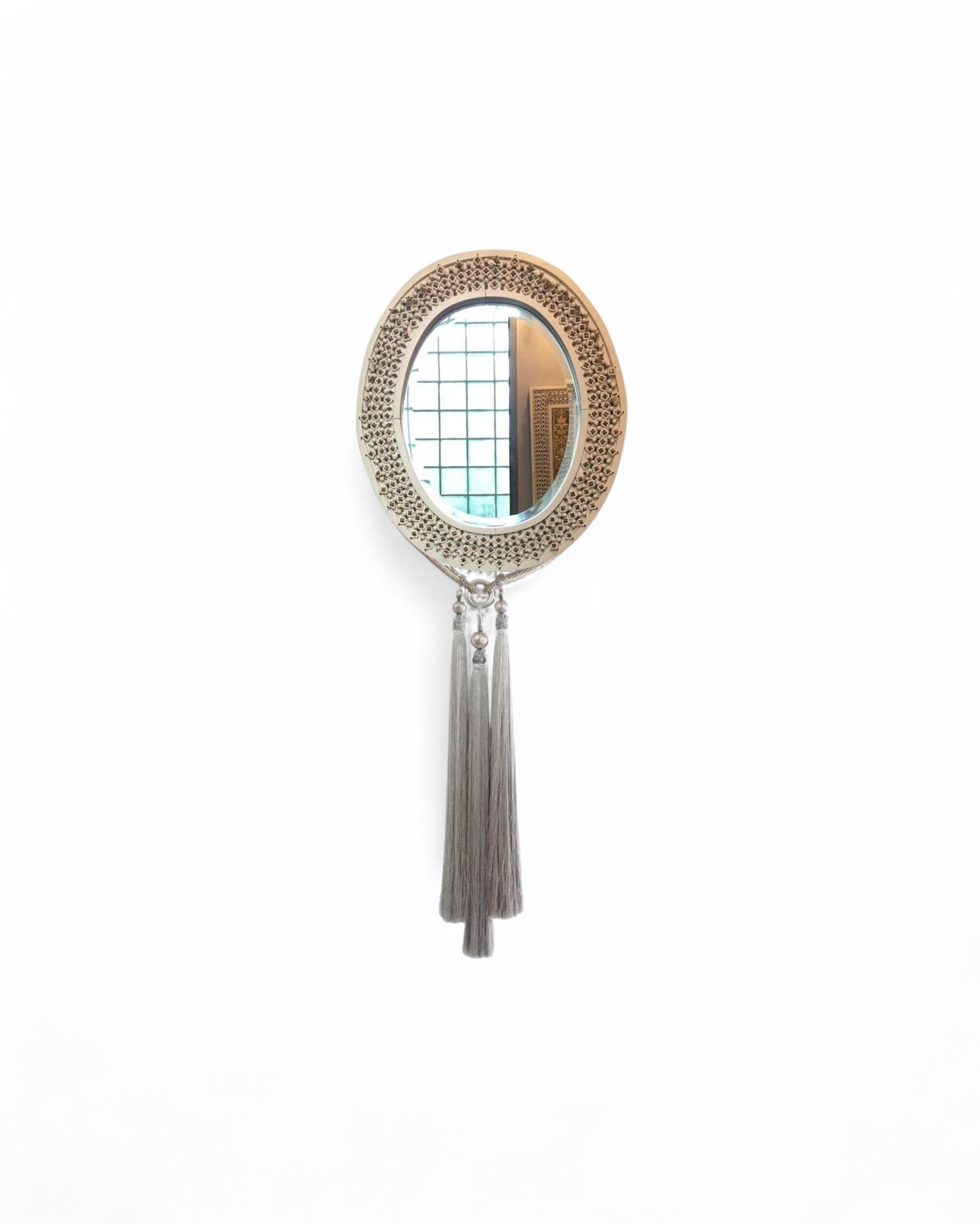 Silver Silk Tassels Mirror