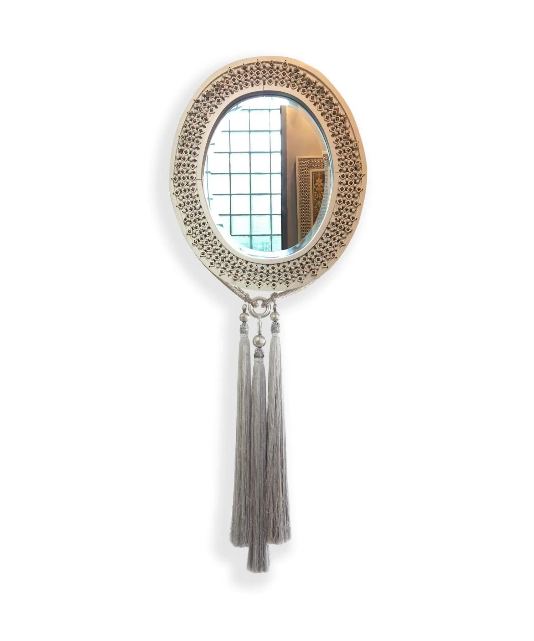 Silver Silk Tassels Mirror