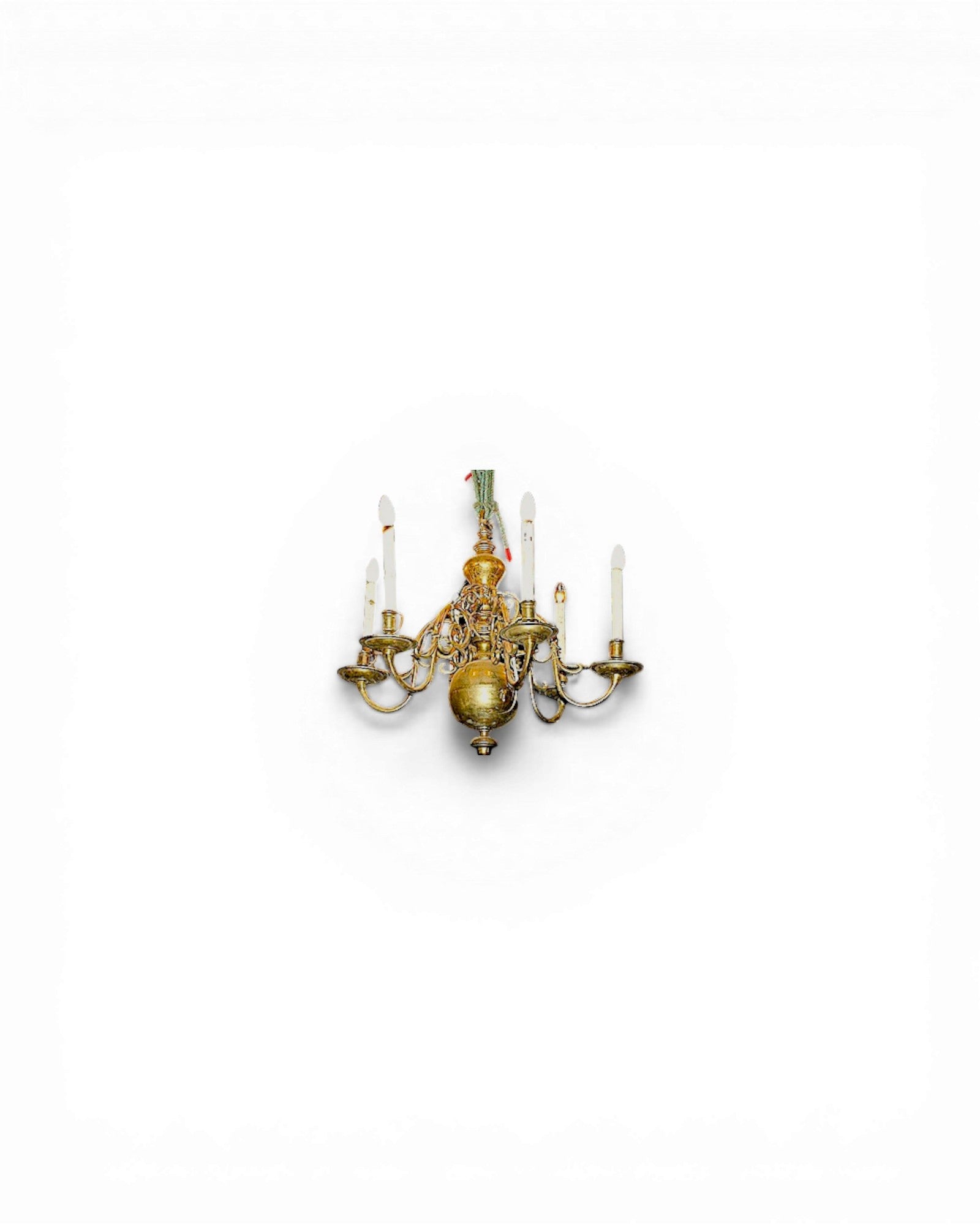 Victorian Brass Six-Light Chandelier