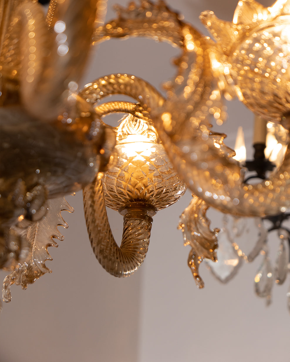 Grey Tinted Murano Glass Floral Chandelier