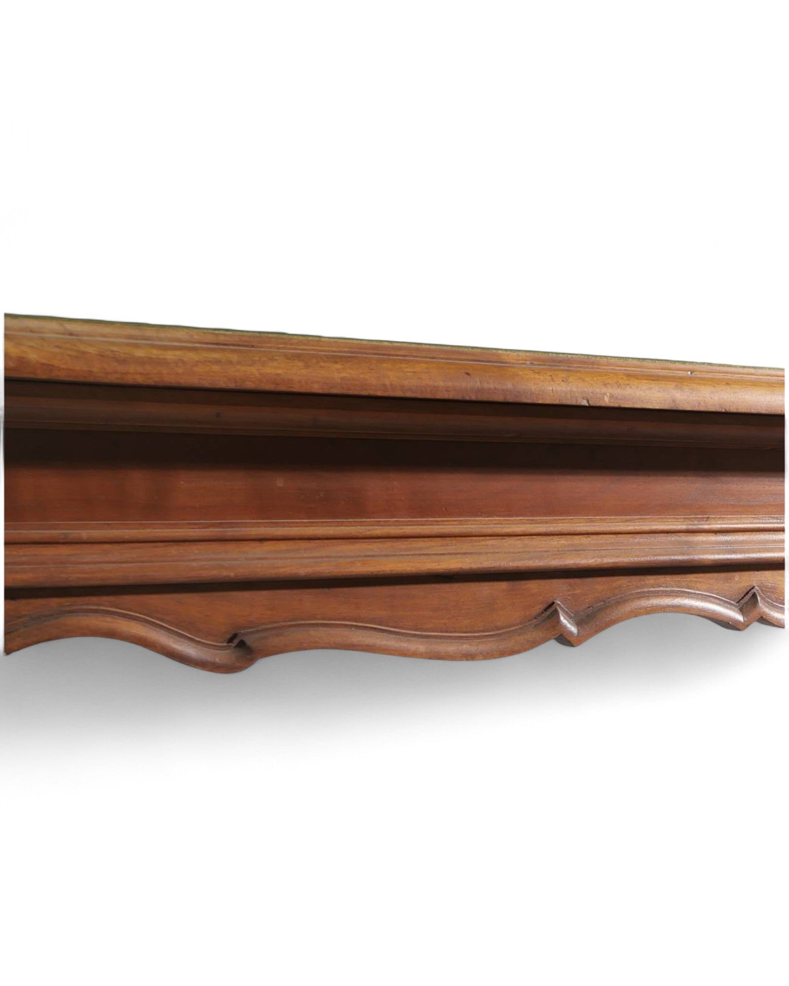 Italian Solid Walnut Louis XV Dining Table with Green Glass Top