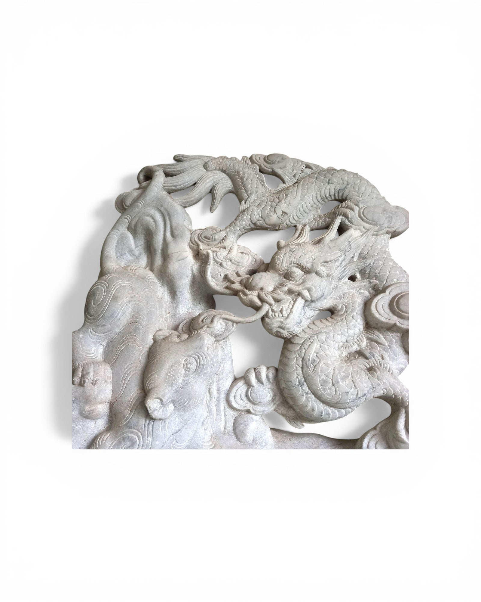 Carved Marble Dragon & Qilin Sculpture - Surround Living - 7