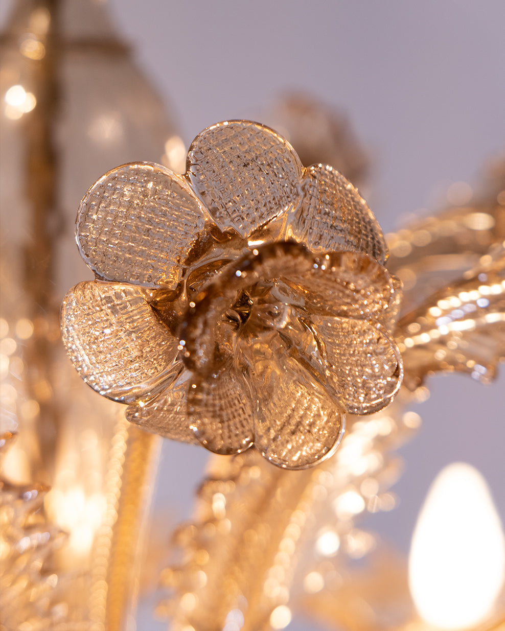Grey Tinted Murano Glass Floral Chandelier