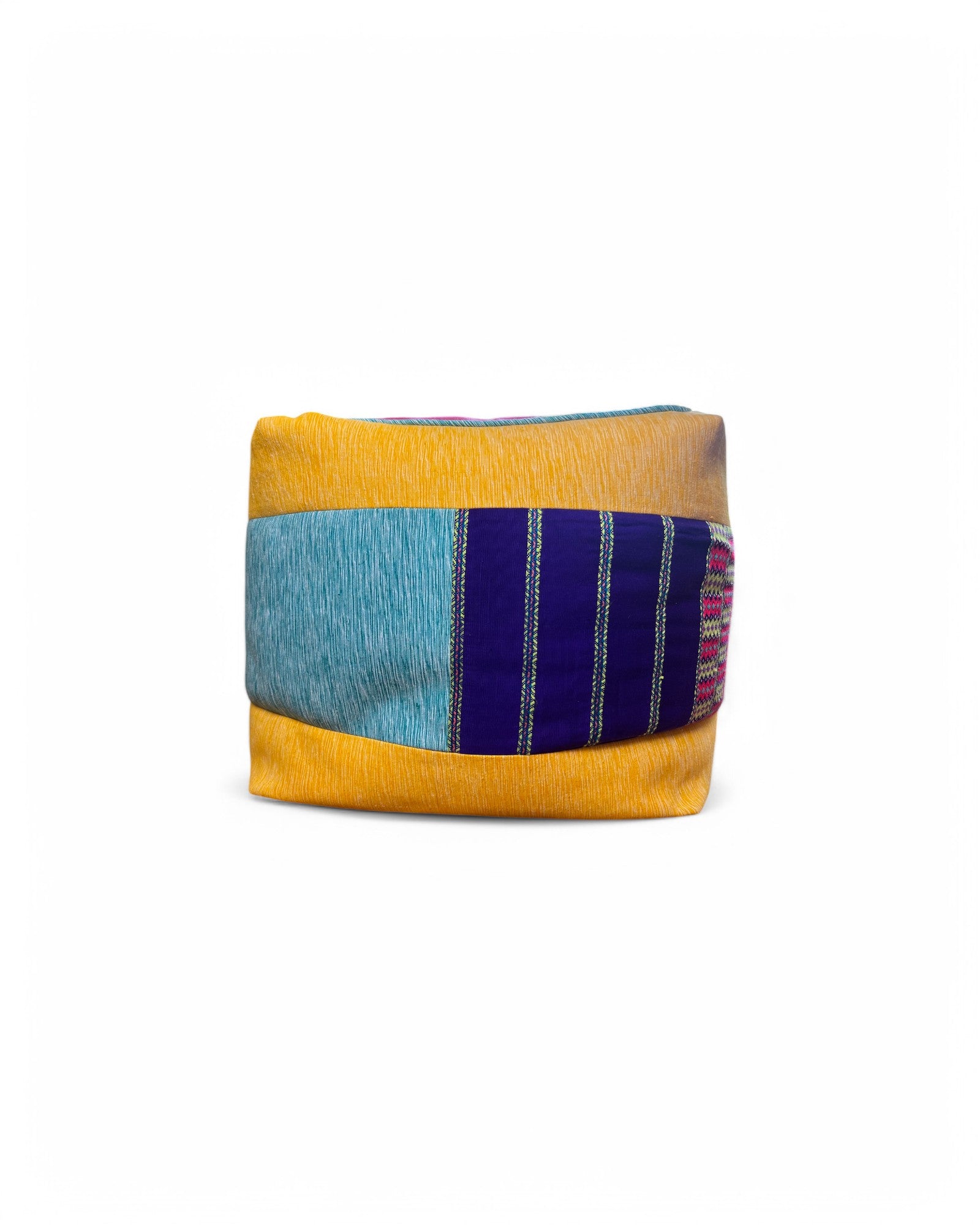 Square Bean Bag with Karen Hilltribe Centrepiece handwoven cotton with Piping (M)