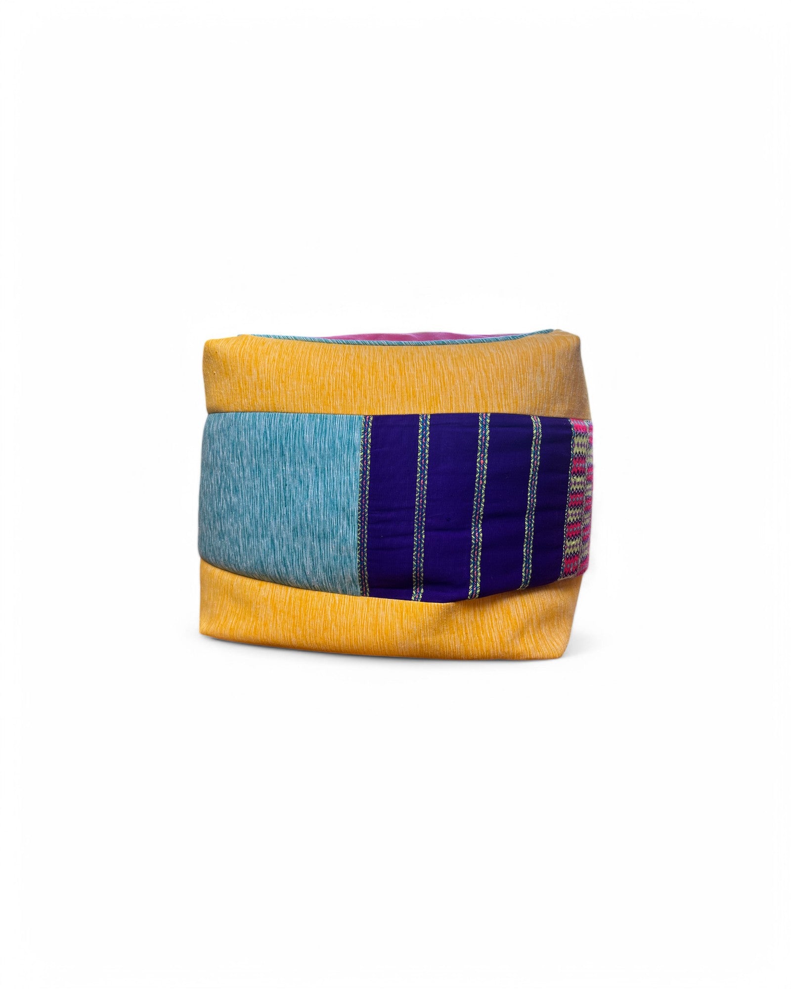 Square Bean Bag with Karen Hilltribe Centrepiece handwoven cotton with Piping (M)