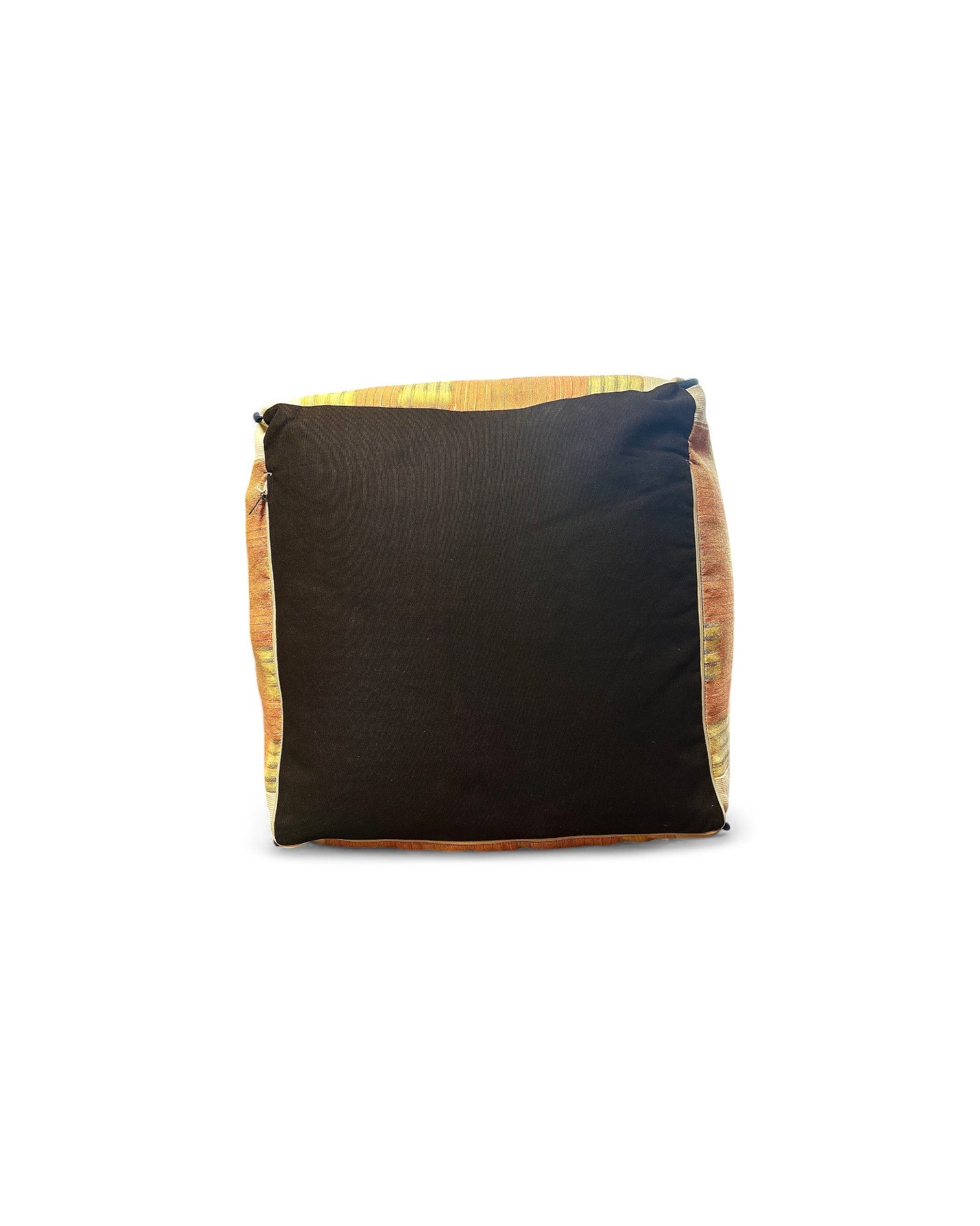 Square Bean Bag with Warp ikat handwoven Cotton Tie Dye with Cotton Piping (S) - Peach