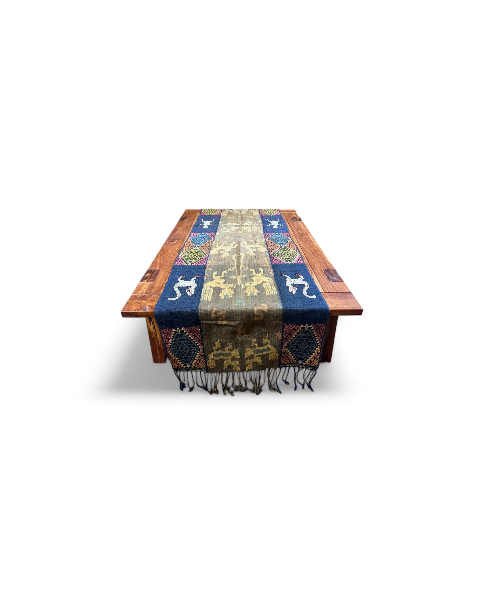 Mythical Creature Beaded Ikat & Borracay Textile Wall Hanging / Table Runner