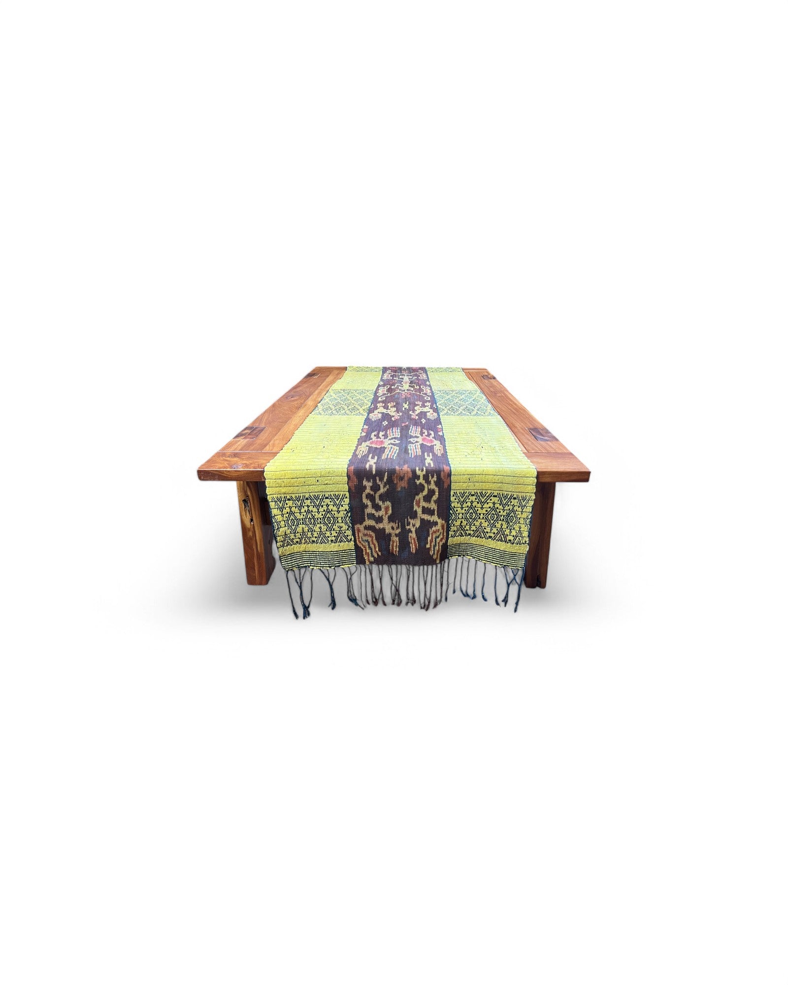 Mythical Bird Beaded Ikat & Borracay Textile Wall Hanging / Table Runner