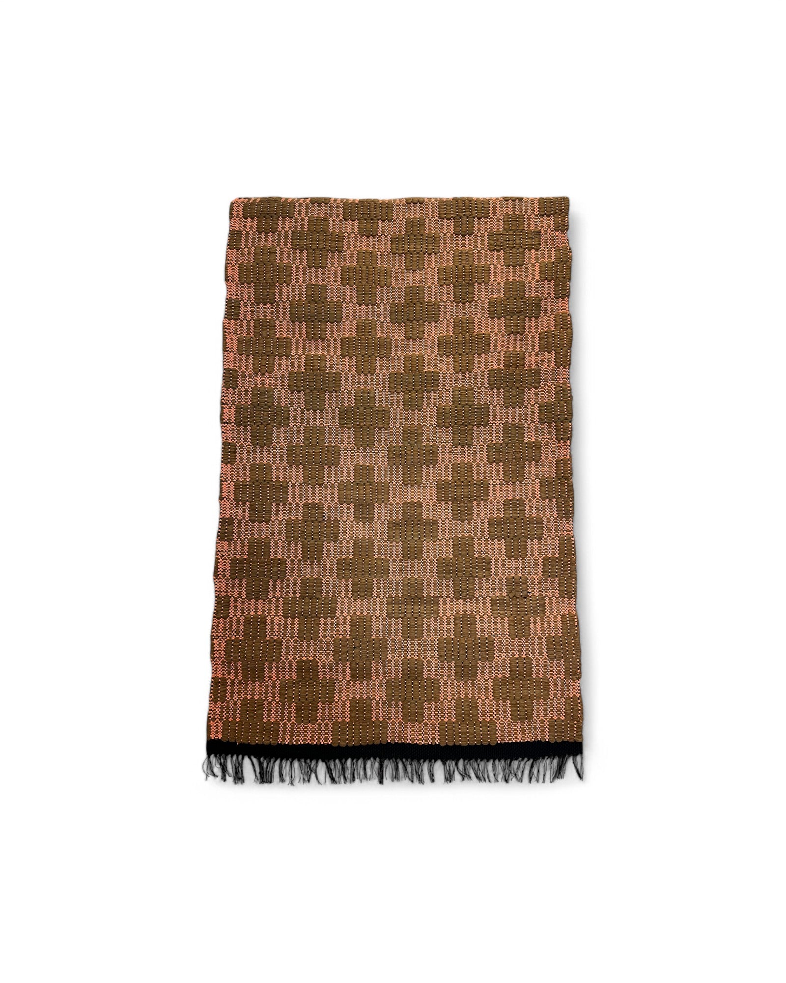Cross Pattern Cotton Rug - Chocolate Brown & Coral
