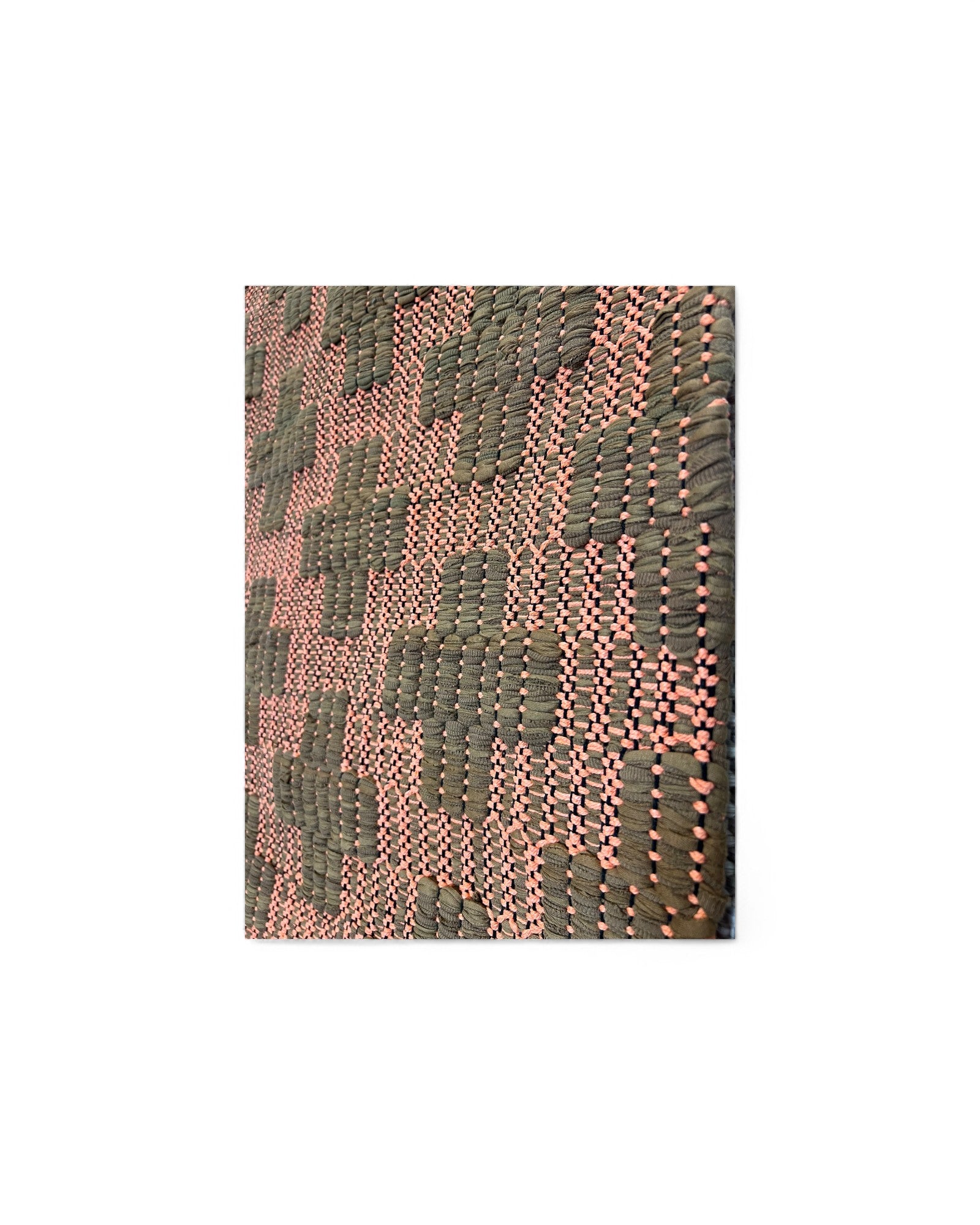 Cross Pattern Cotton Rug - Chocolate Brown & Coral